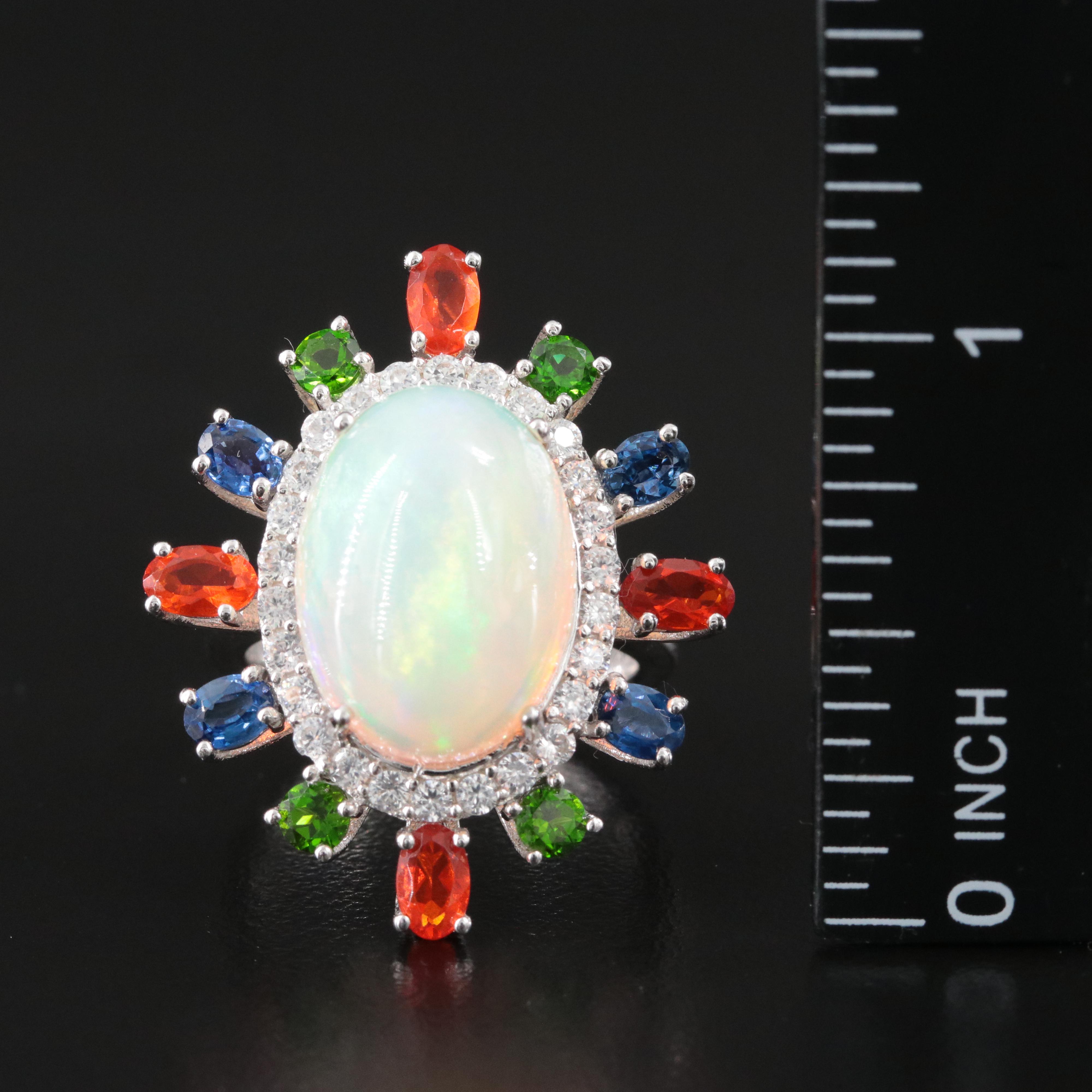 Sterling Opal and Gemstone Ring