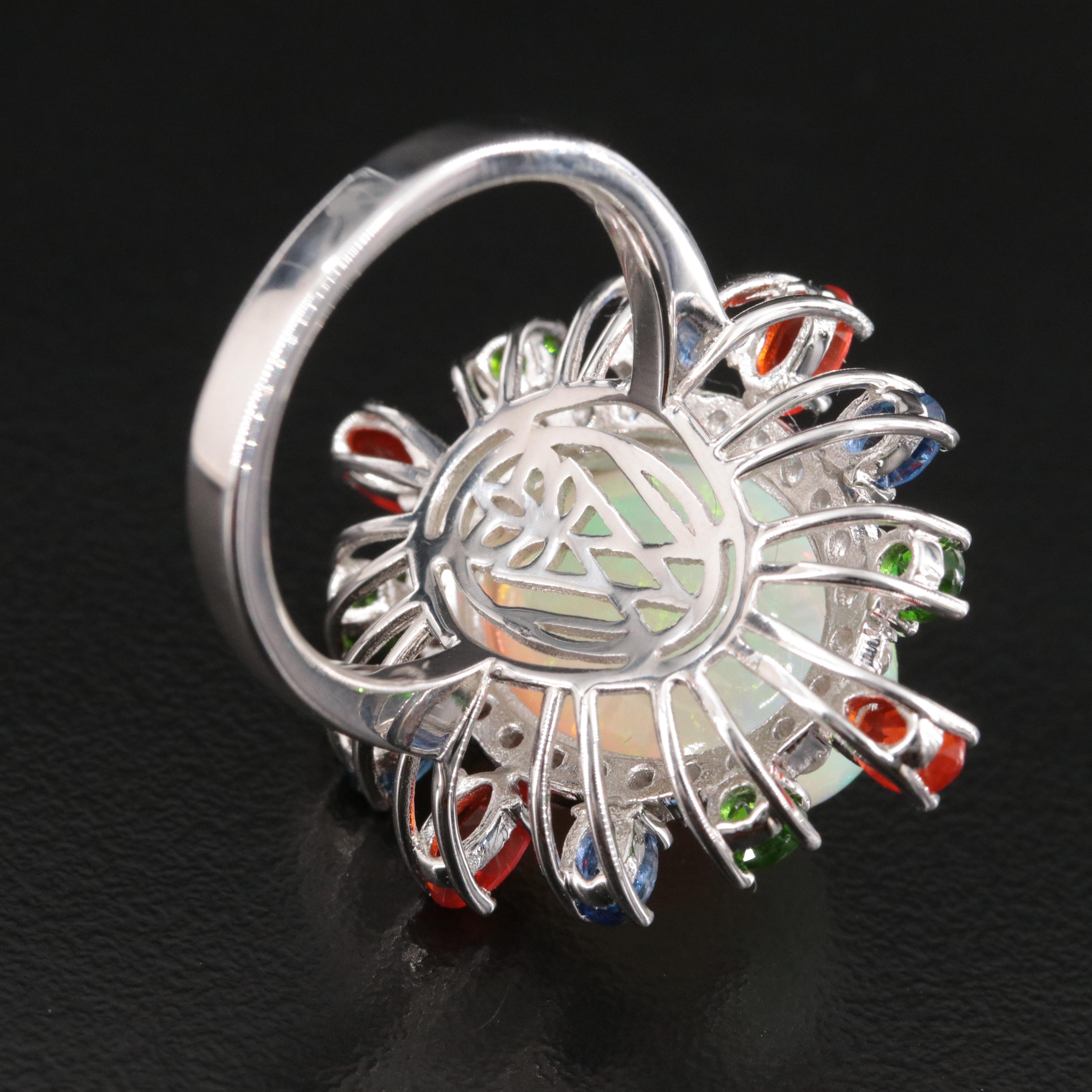 Sterling Opal and Gemstone Ring