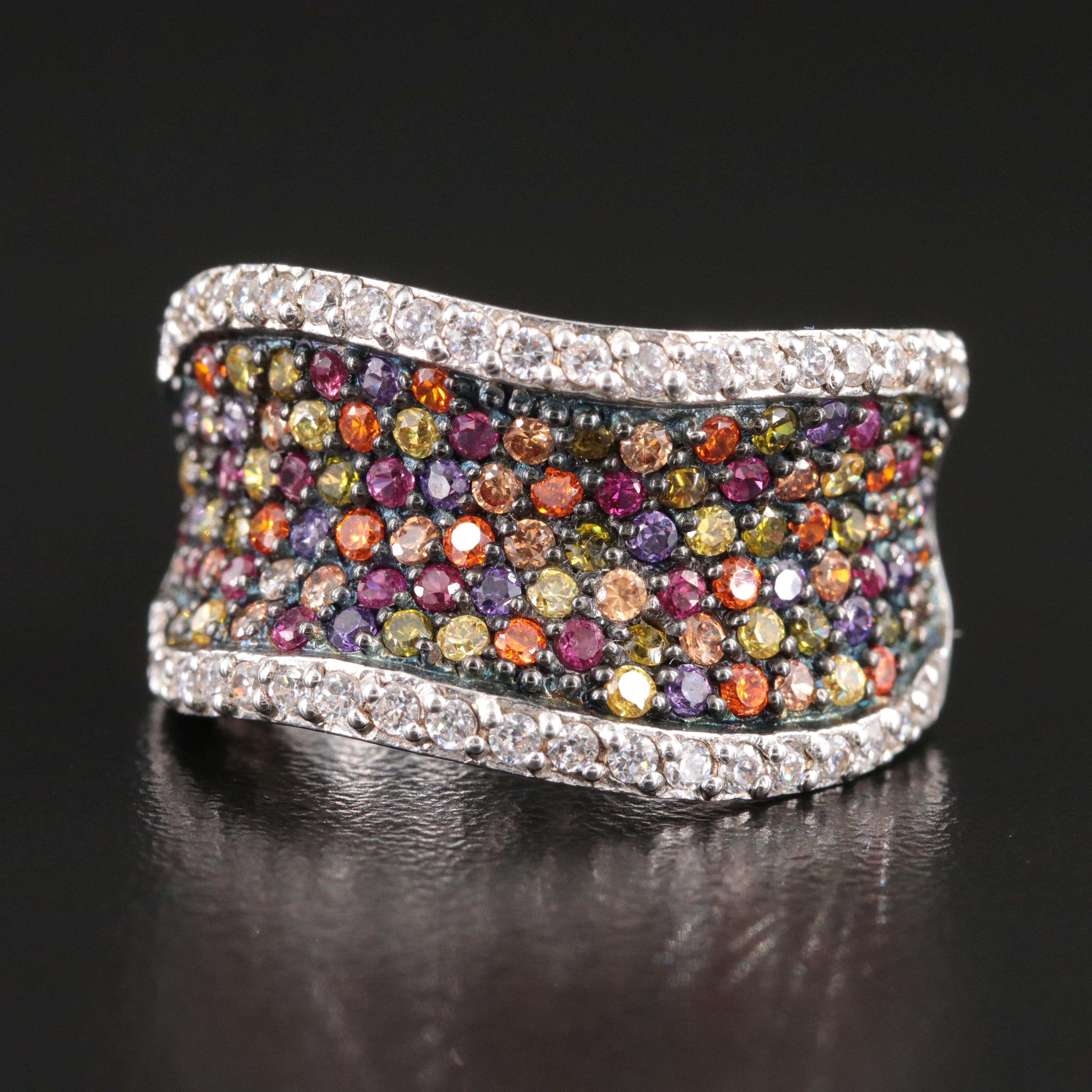 Sterling CZ Concave Ring