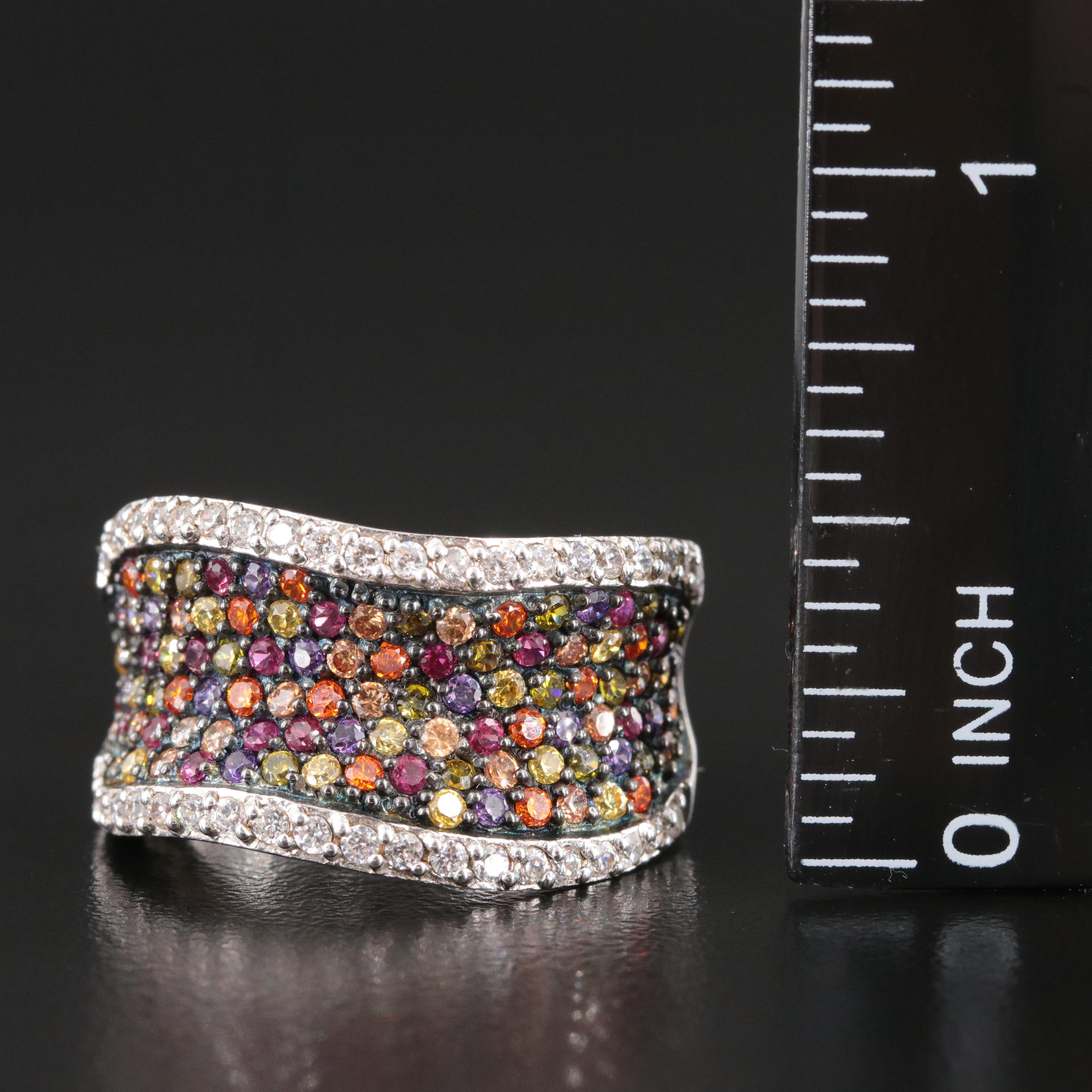 Sterling CZ Concave Ring