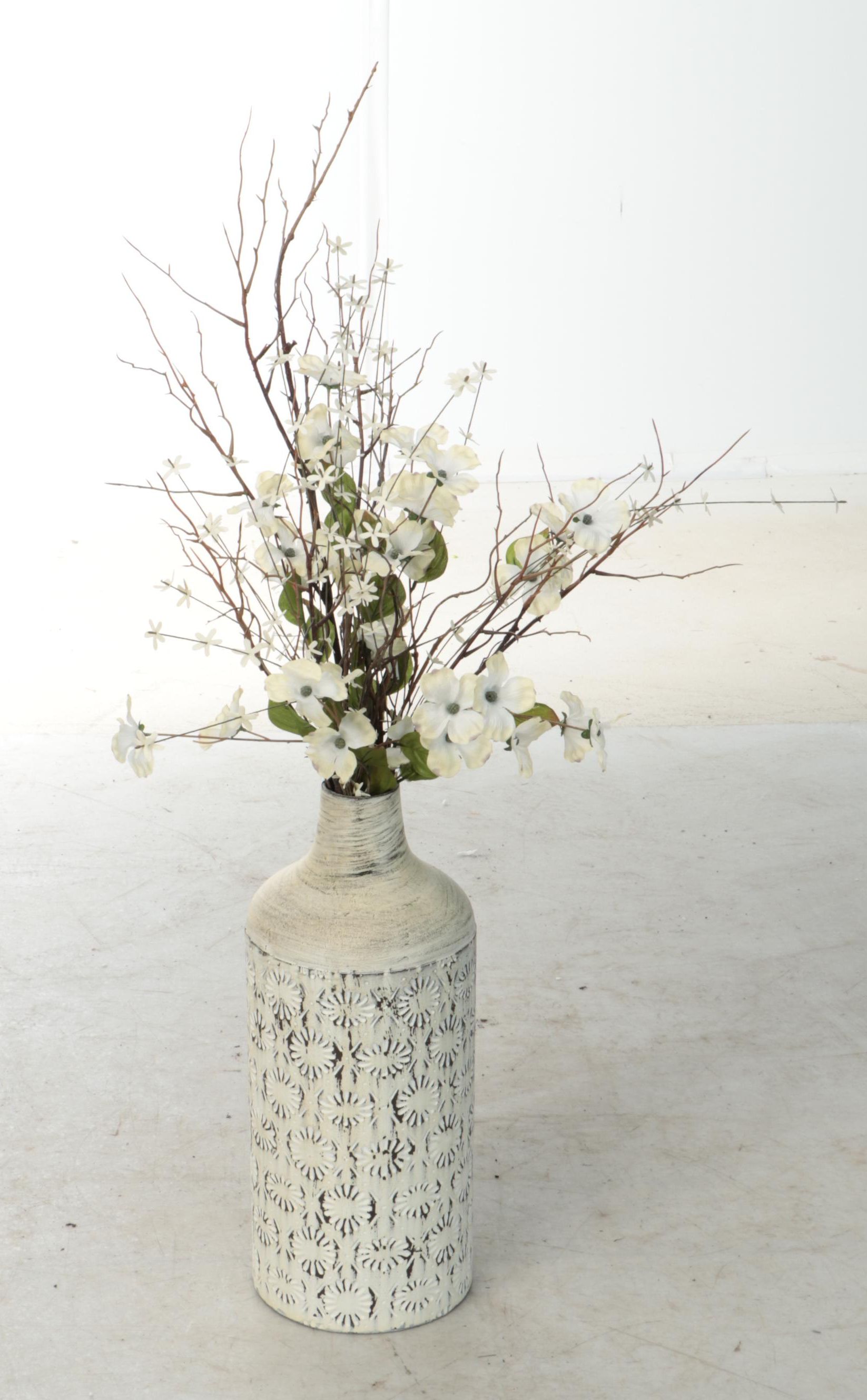 Artificial Flower Arrangements in Metal Canisters