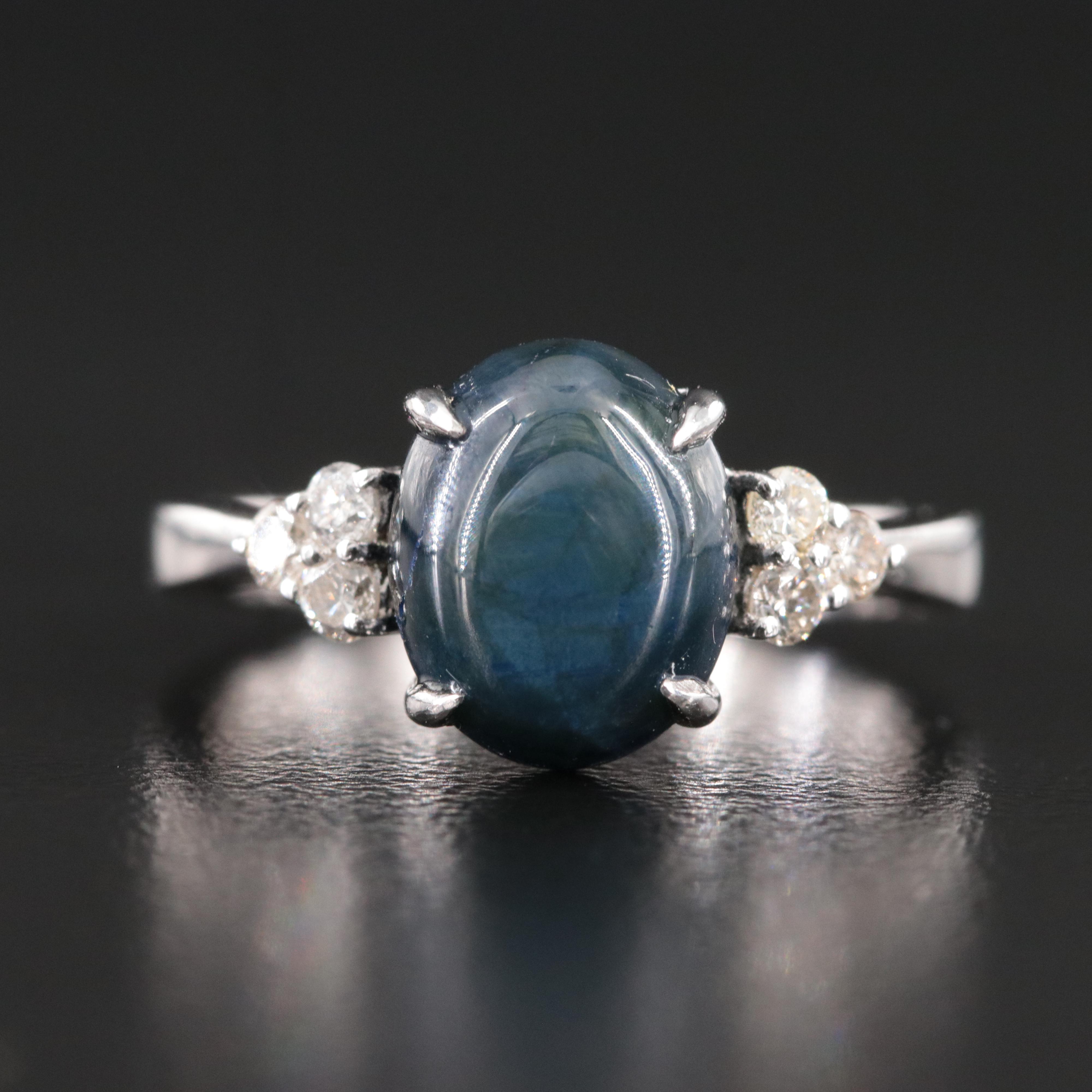 Oscar Friedman Sterling Star Sapphire and Diamond Ring