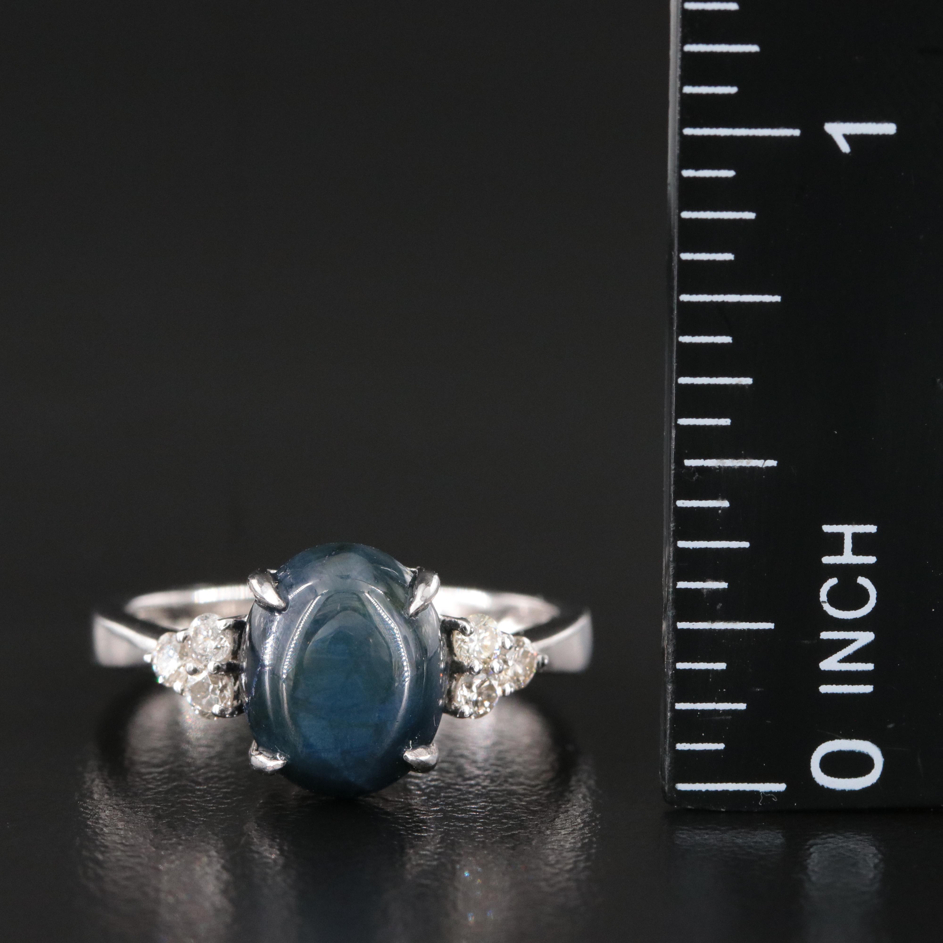 Oscar Friedman Sterling Star Sapphire and Diamond Ring