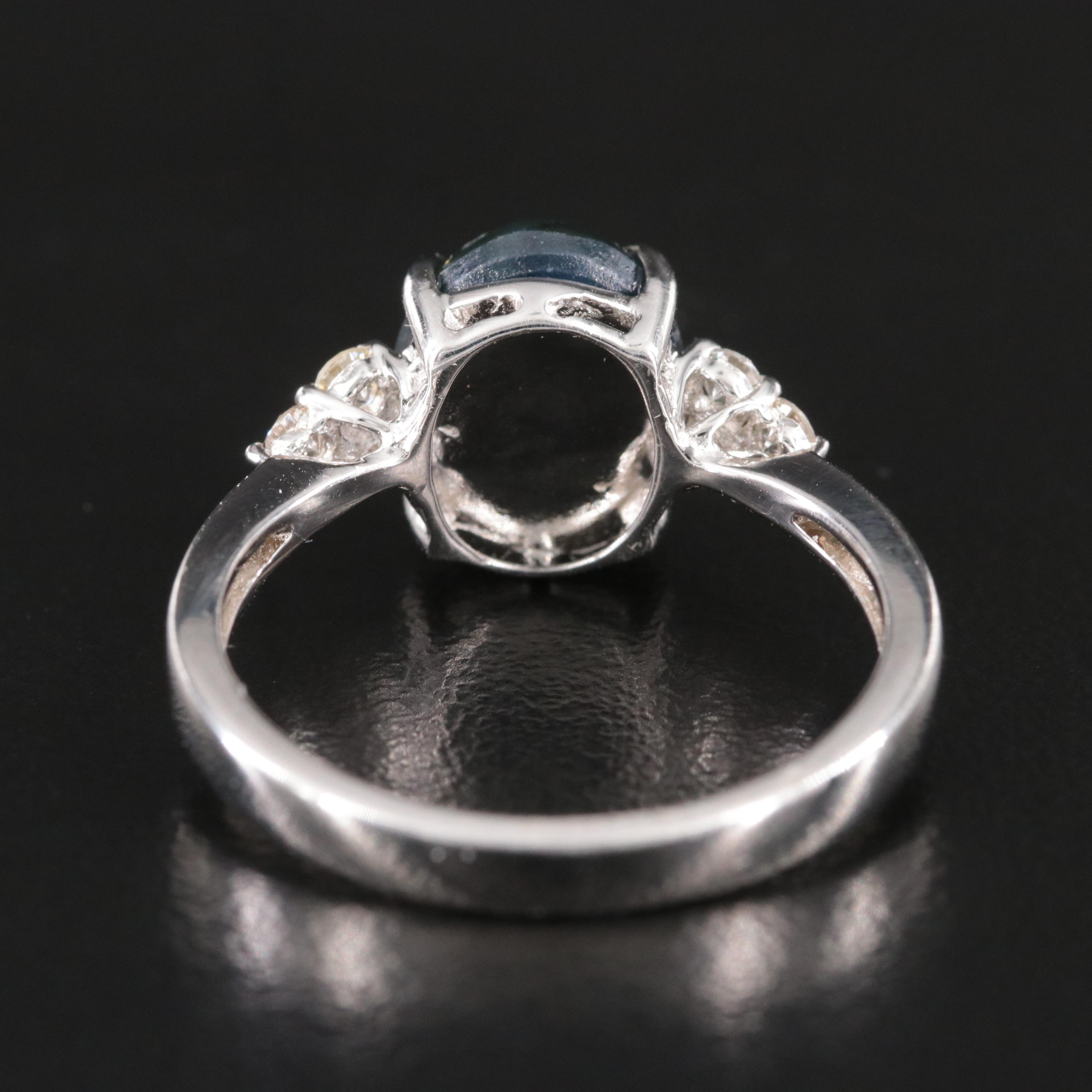 Oscar Friedman Sterling Star Sapphire and Diamond Ring