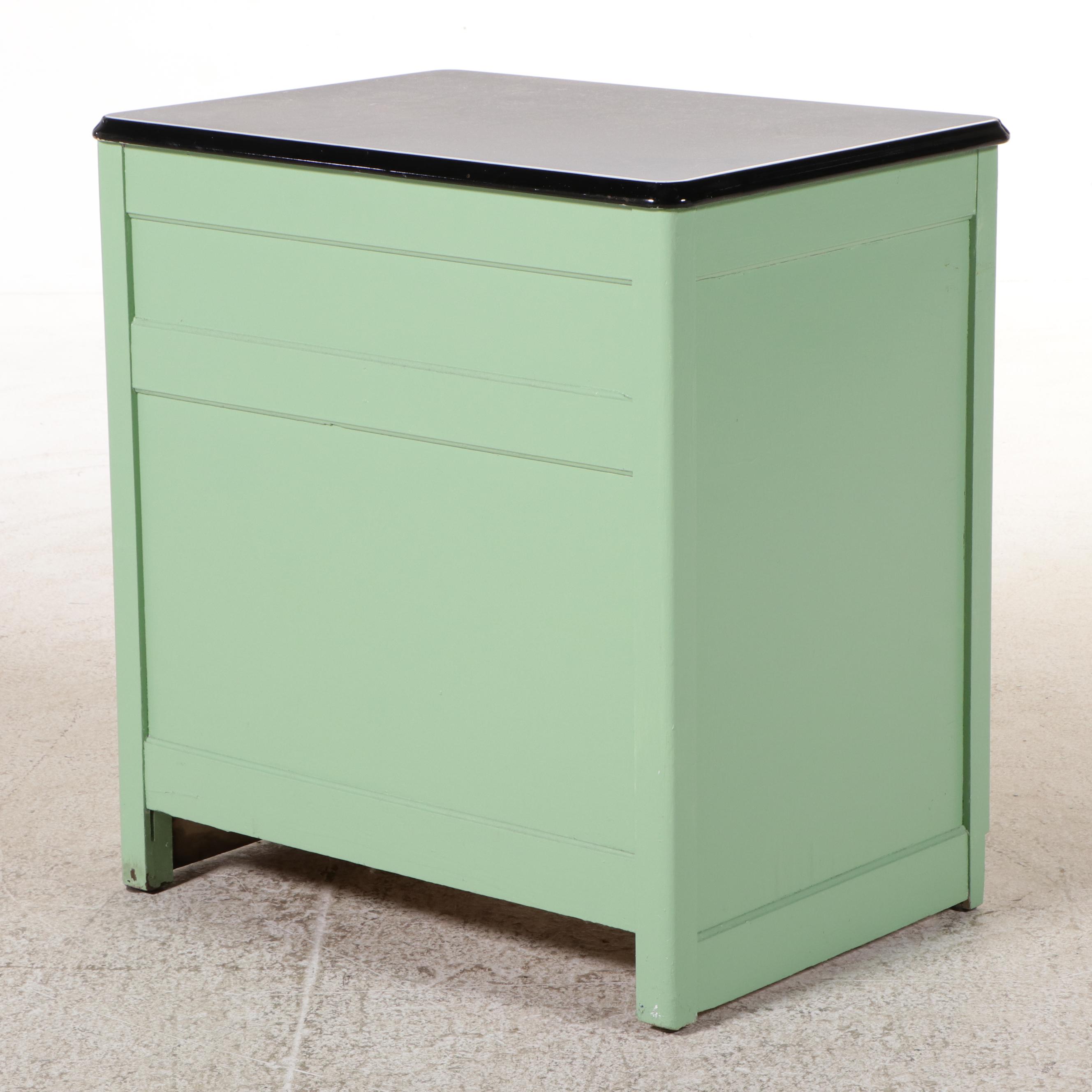 Art Deco Enameled Metal and Wood Kitchen Cabinet, Early to Mid-20th C.