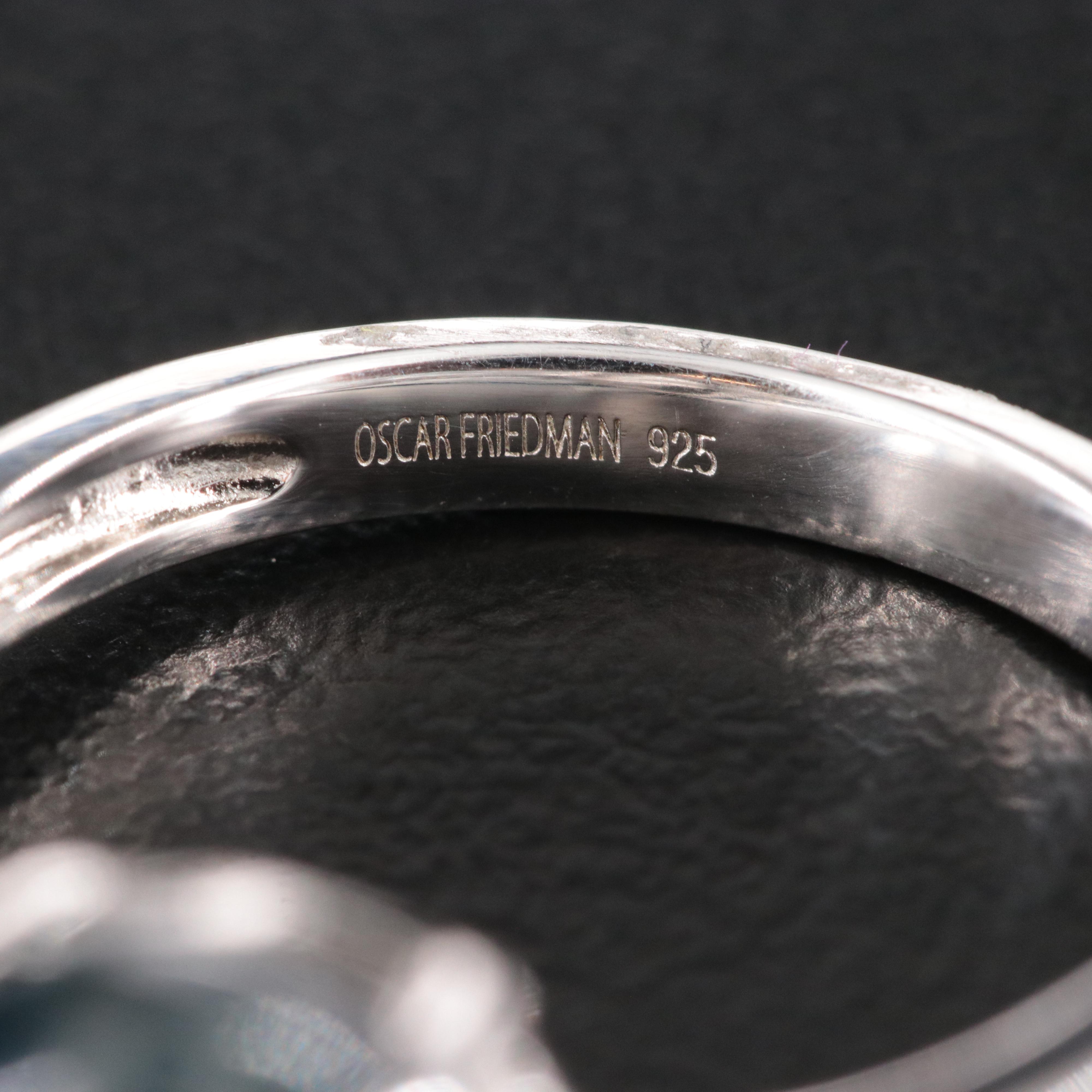 Oscar Friedman Sterling Star Sapphire and Diamond Ring