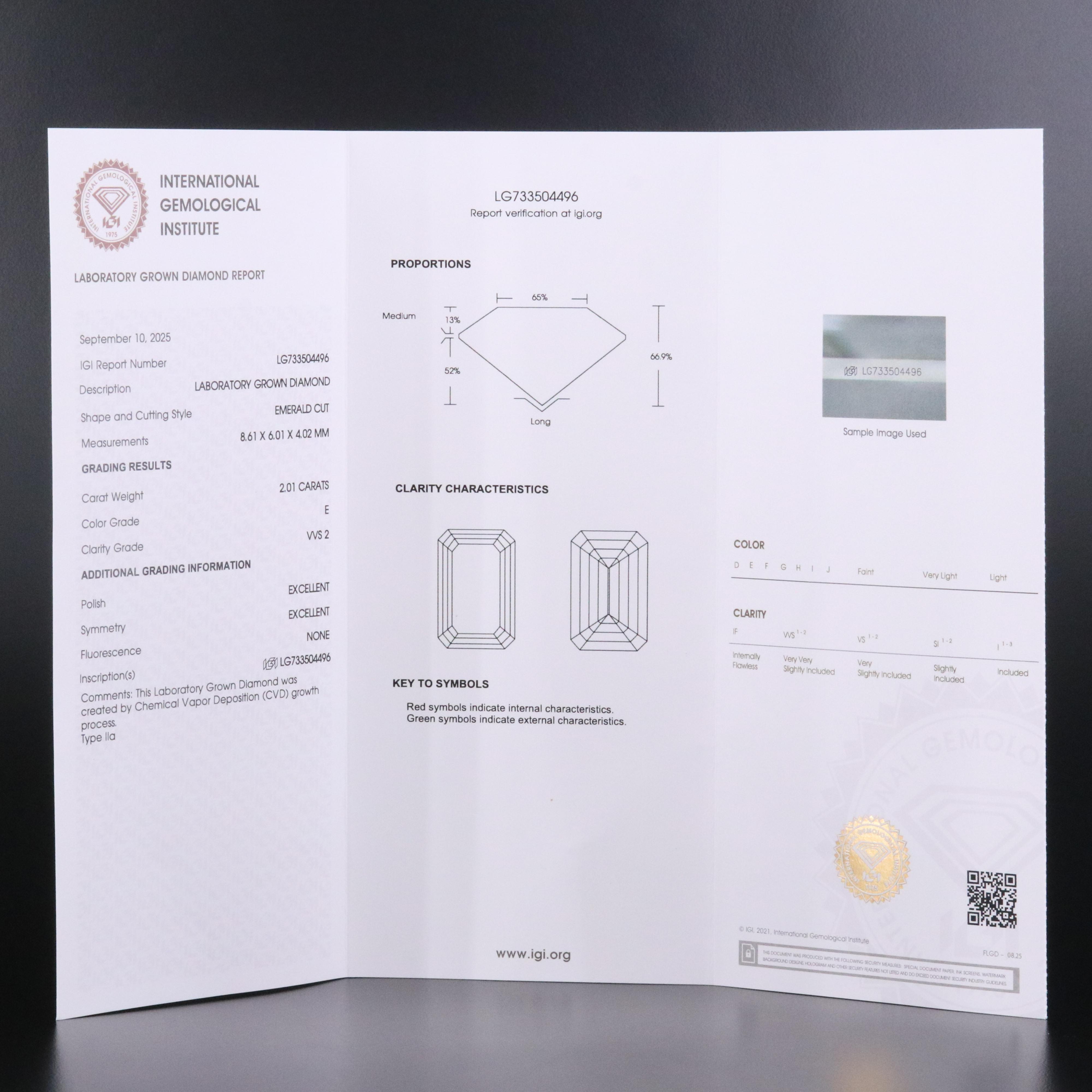 14K 2.01 CT Lab Grown Diamond Solitaire Ring with IGI Report