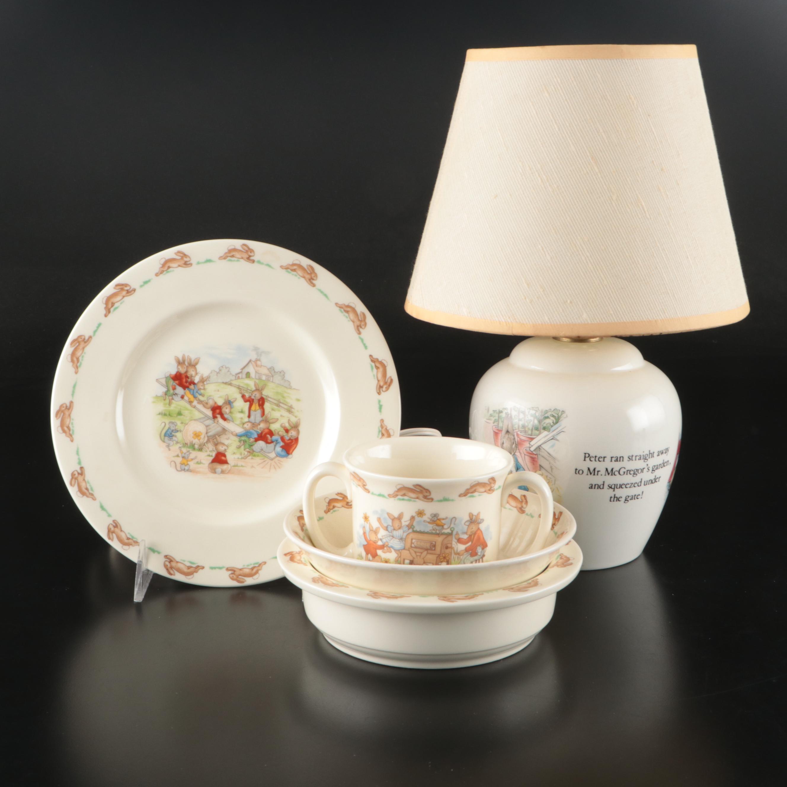 Royal Doulton "Bunnykins" Bone China Tableware with Pictorial Accent Lamp