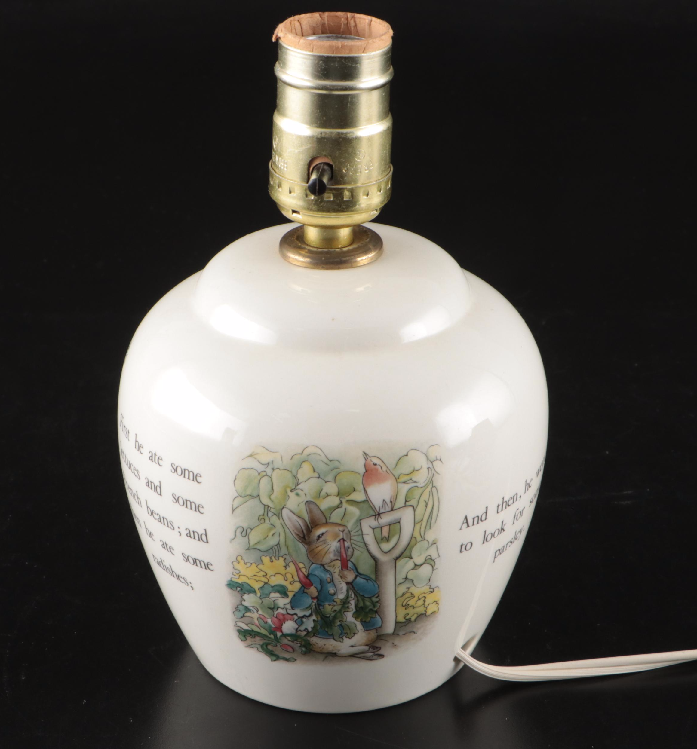 Royal Doulton "Bunnykins" Bone China Tableware with Pictorial Accent Lamp