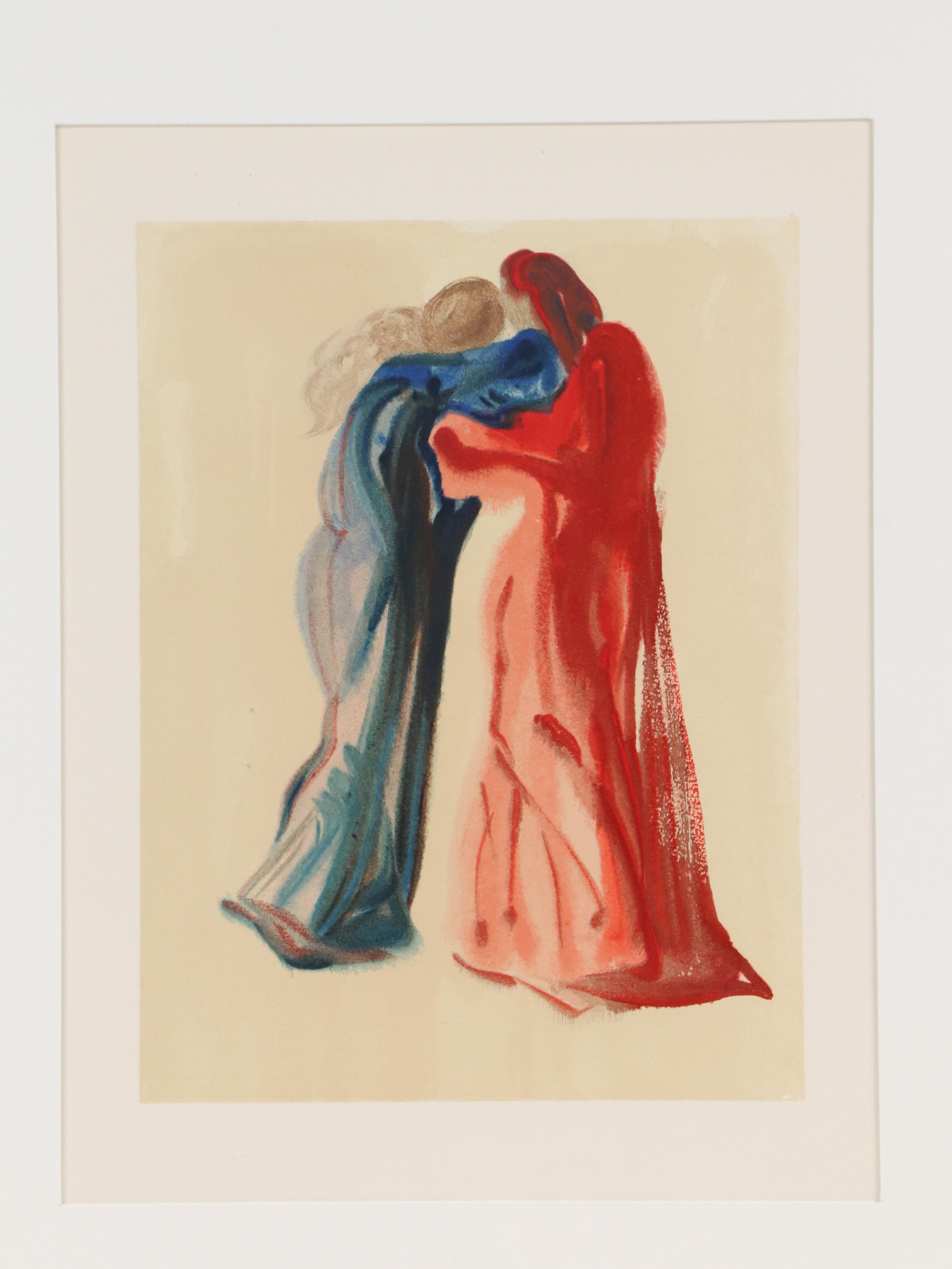 Salvador Dalí Wood Engraving "Rencontre de Dante et Béatrice," 1960-64