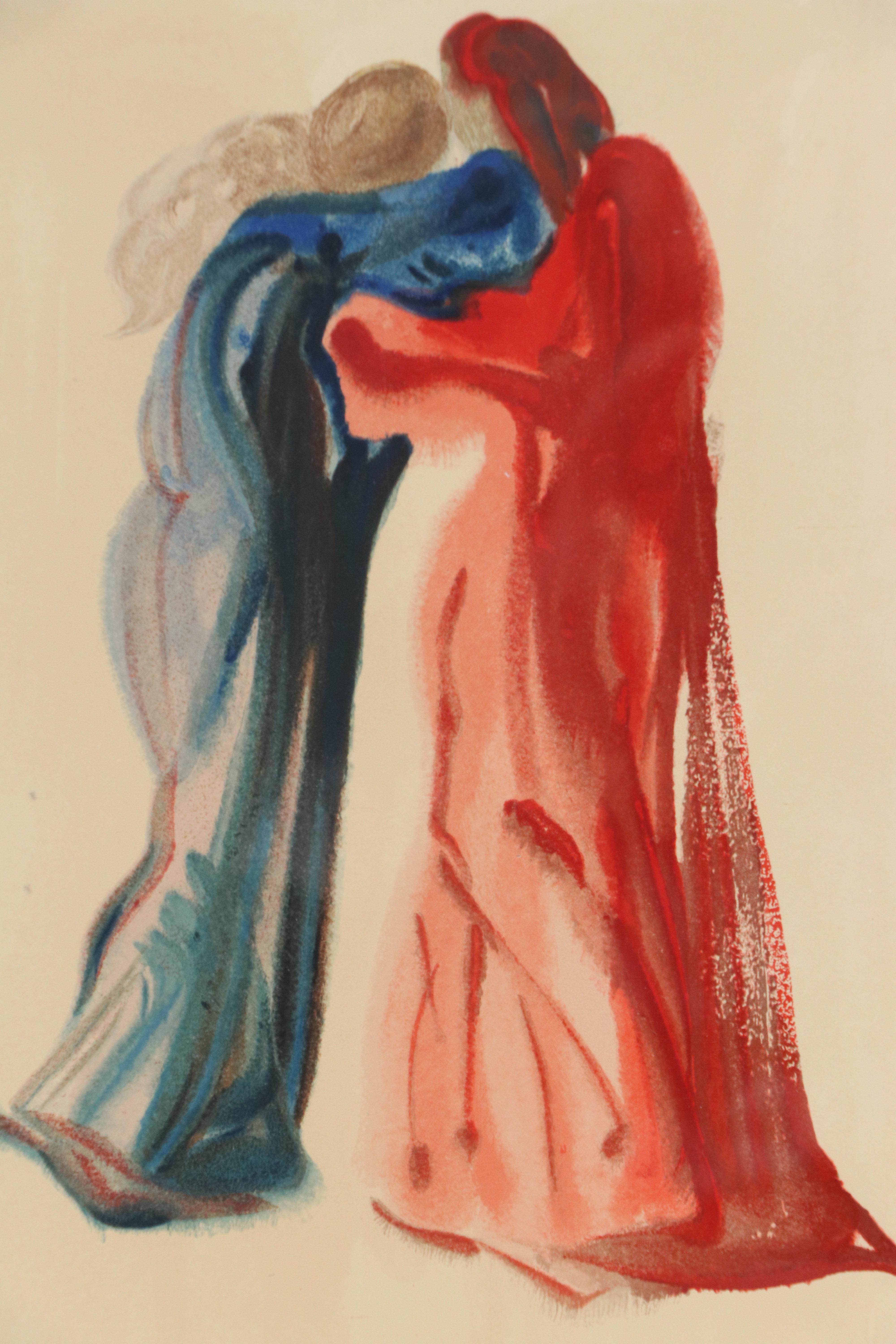 Salvador Dalí Wood Engraving "Rencontre de Dante et Béatrice," 1960-64