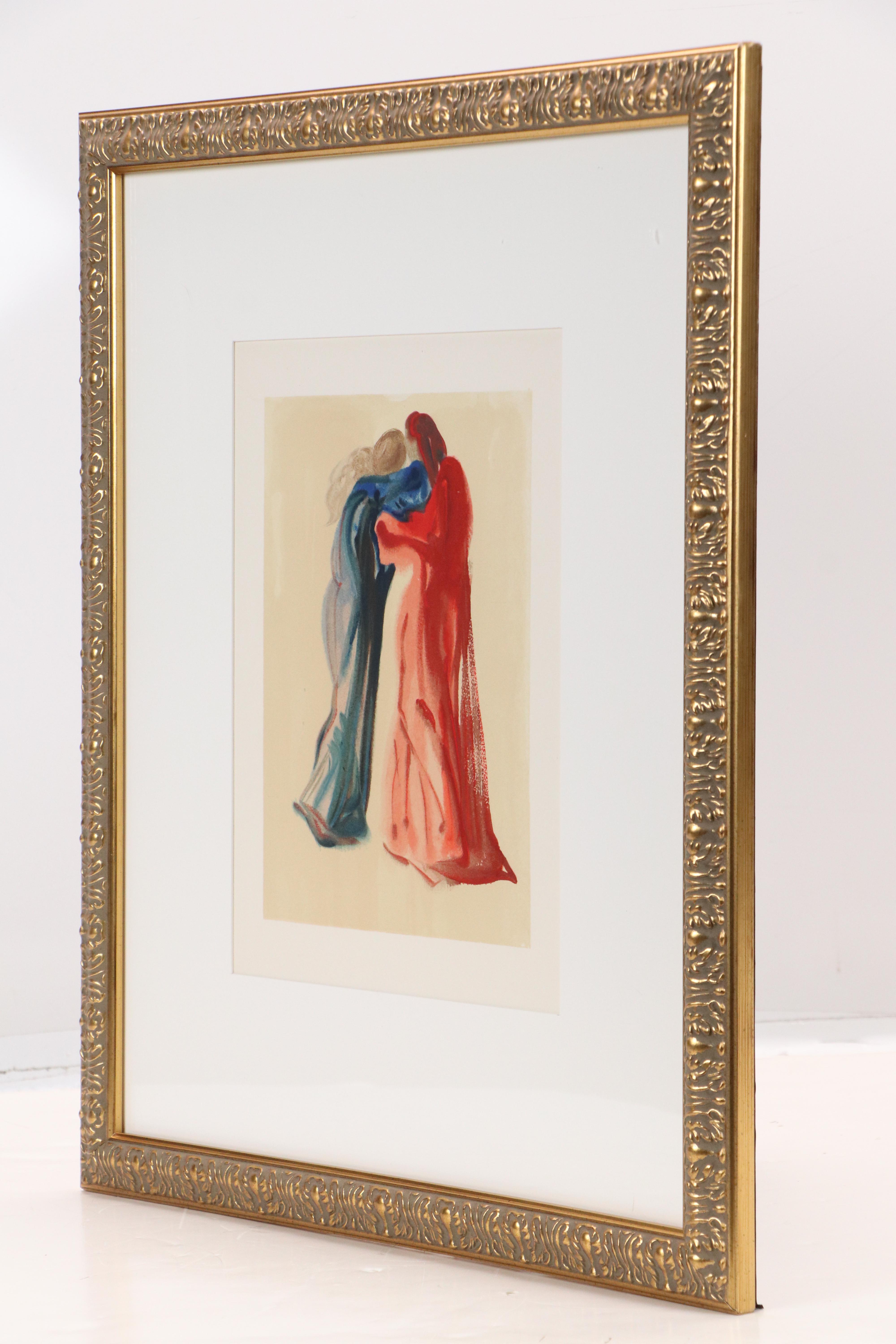 Salvador Dalí Wood Engraving "Rencontre de Dante et Béatrice," 1960-64