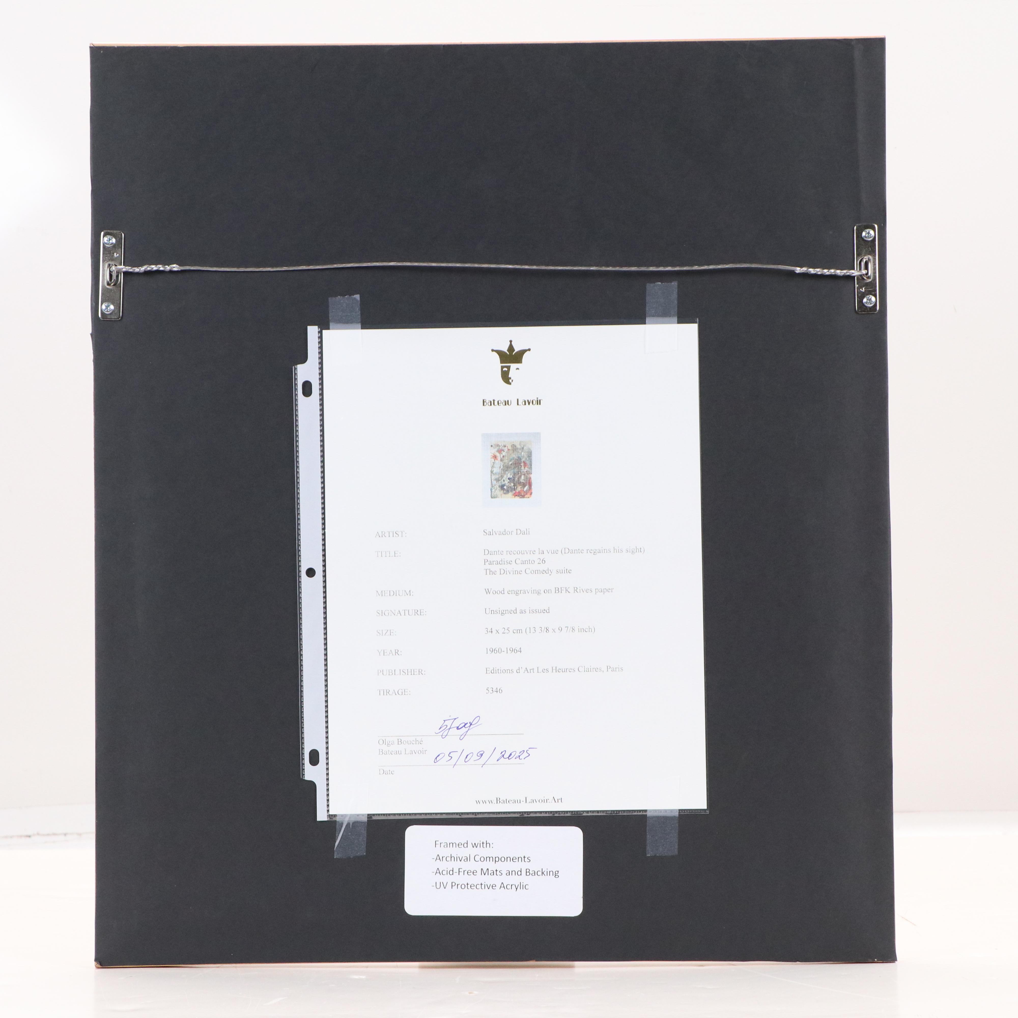 Salvador Dalí Wood Engraving "Dante Recouvre la Vie," 1960-64