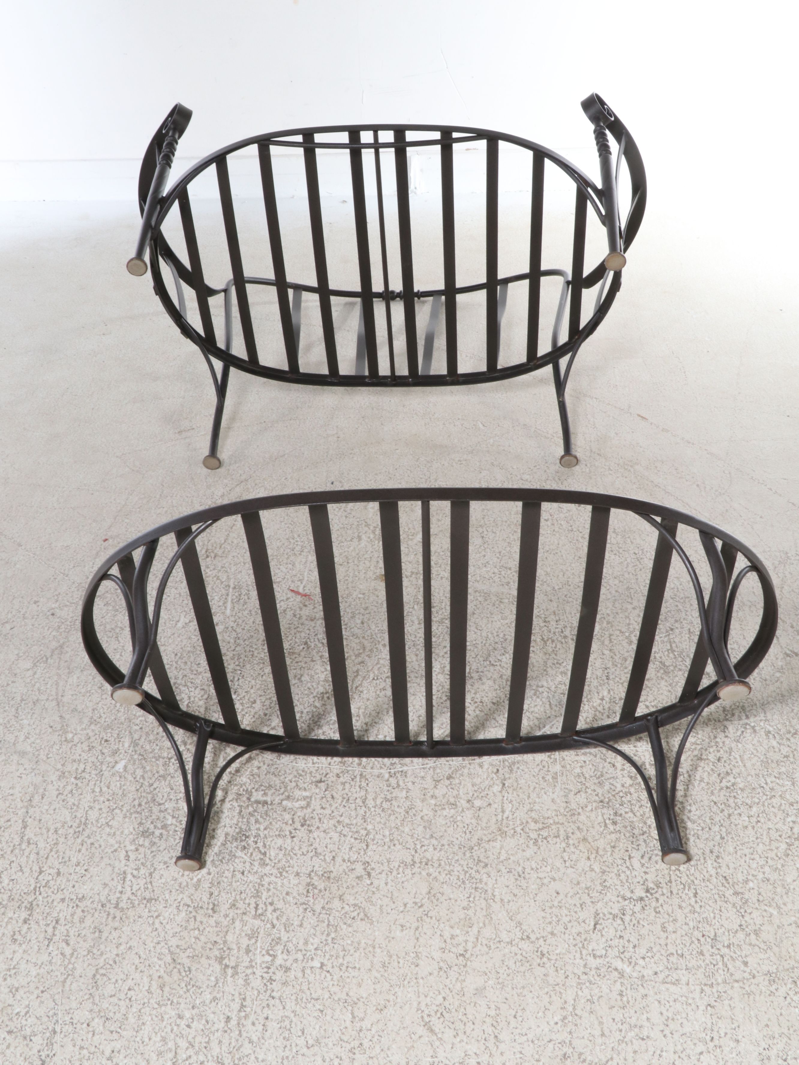 Ballard Designs Contemporary Aluminum Patio Lounge Chair and Ottoman