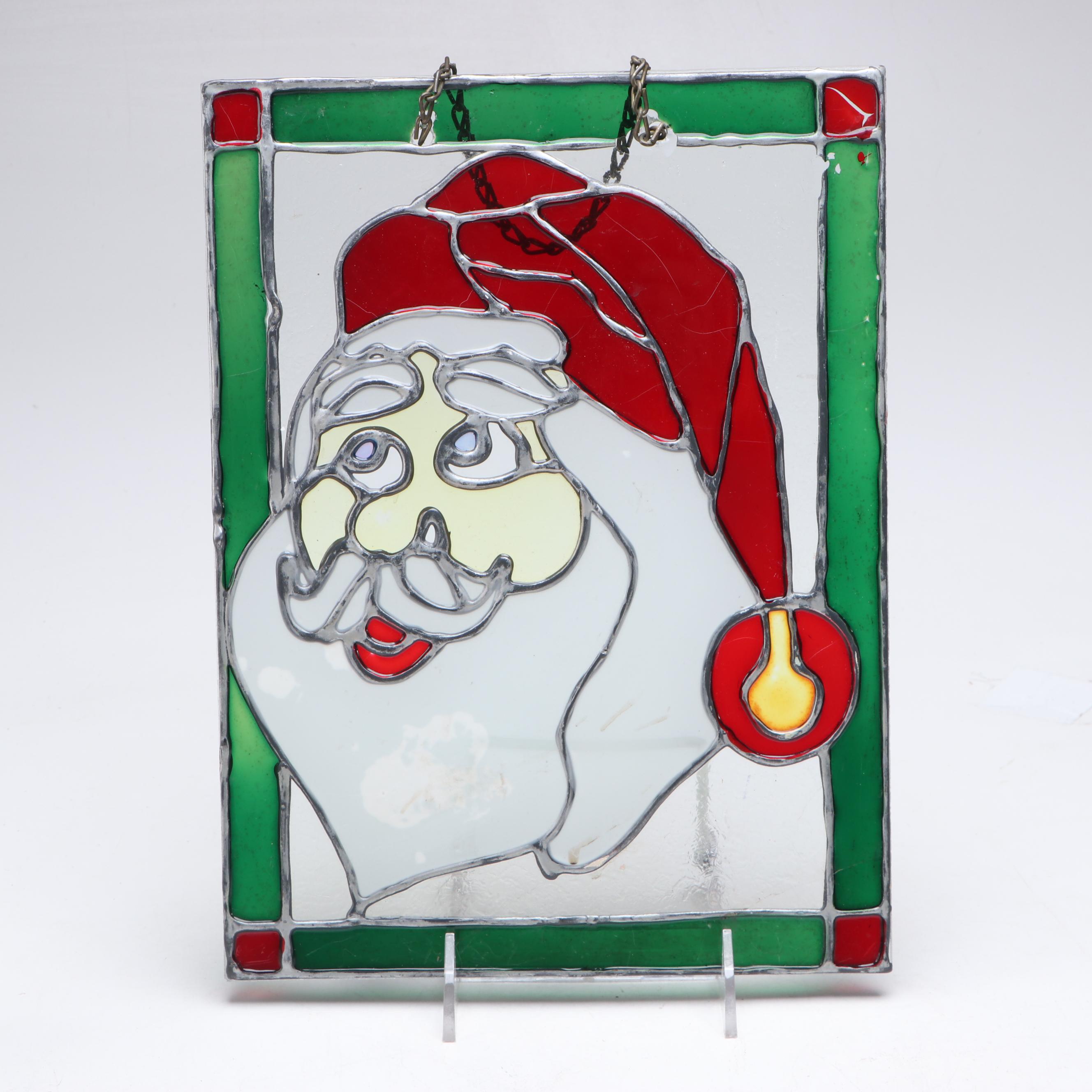 Jim Shore Carolers with Painted Glass Window Panel and Artificial Amaryllises