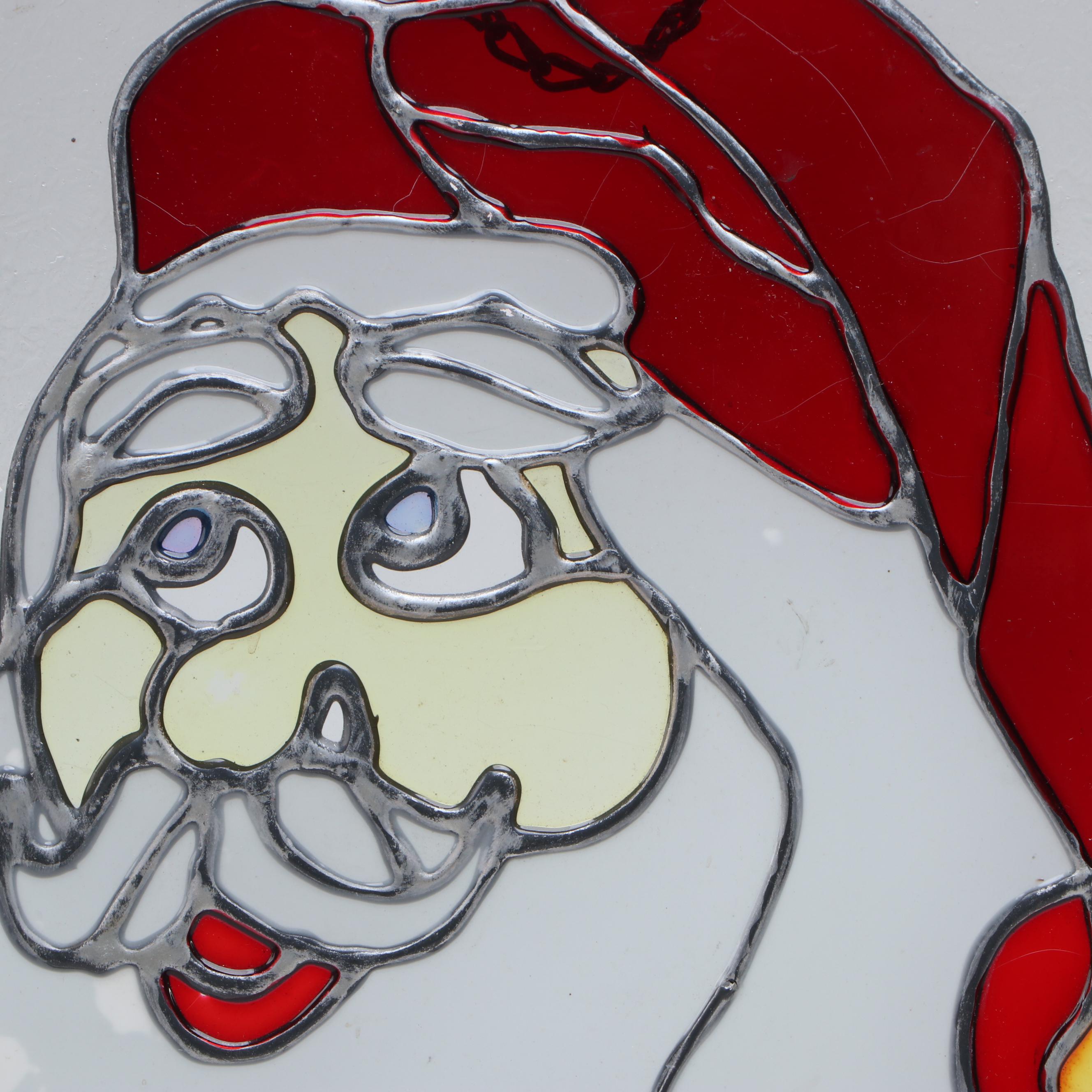 Jim Shore Carolers with Painted Glass Window Panel and Artificial Amaryllises