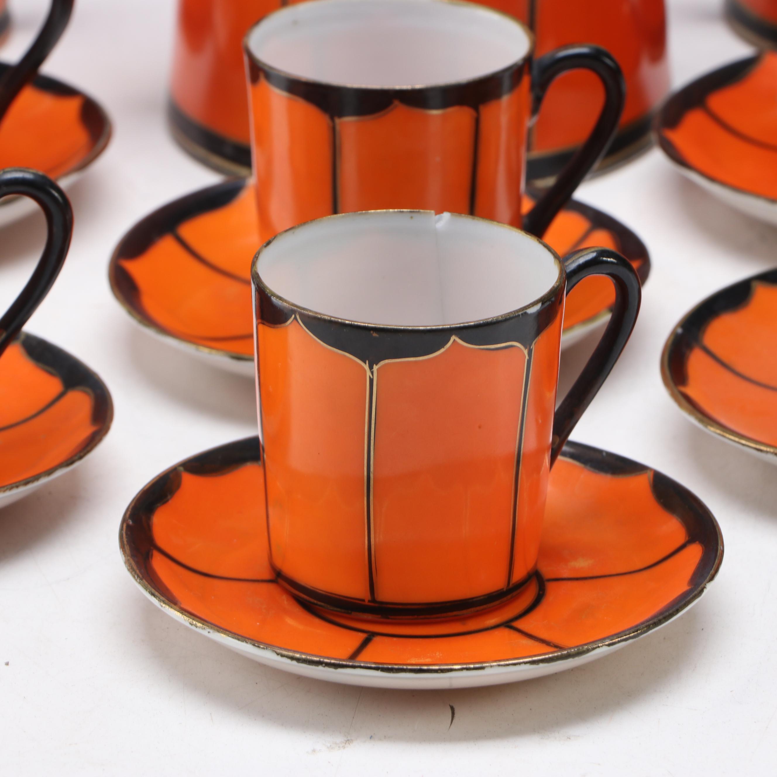 Japanese Orange Gilt Porcelain Tea Set