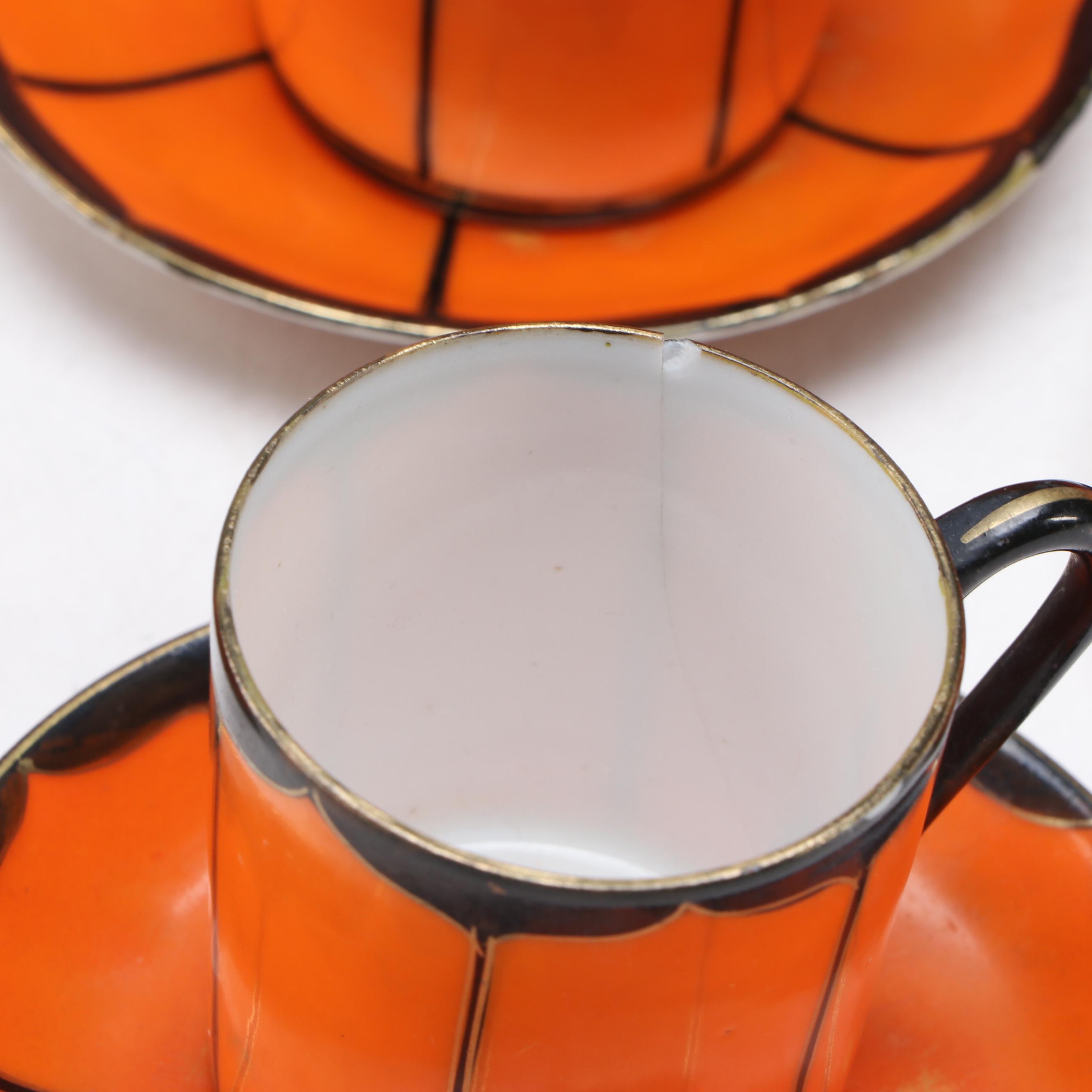 Japanese Orange Gilt Porcelain Tea Set