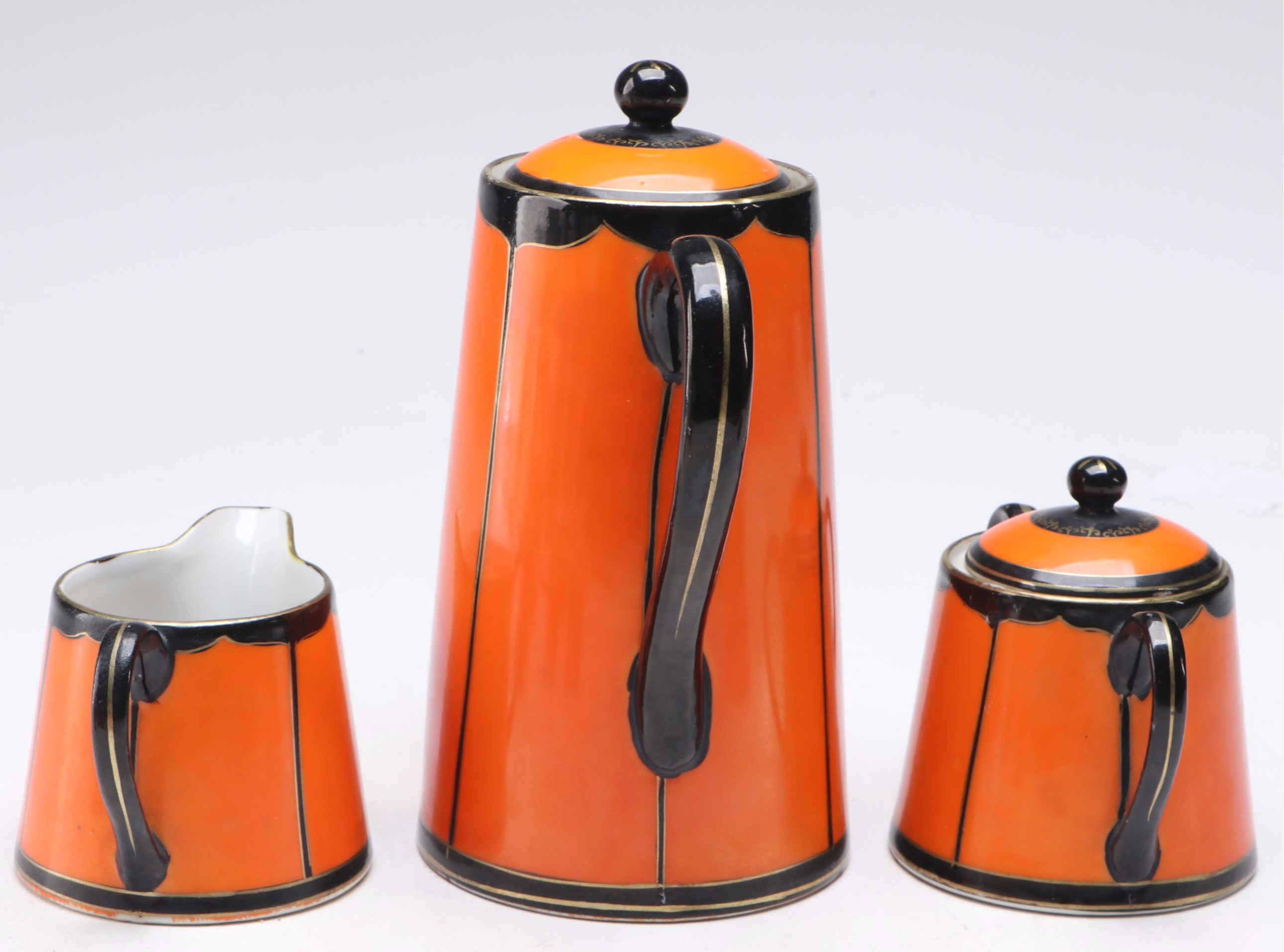 Japanese Orange Gilt Porcelain Tea Set