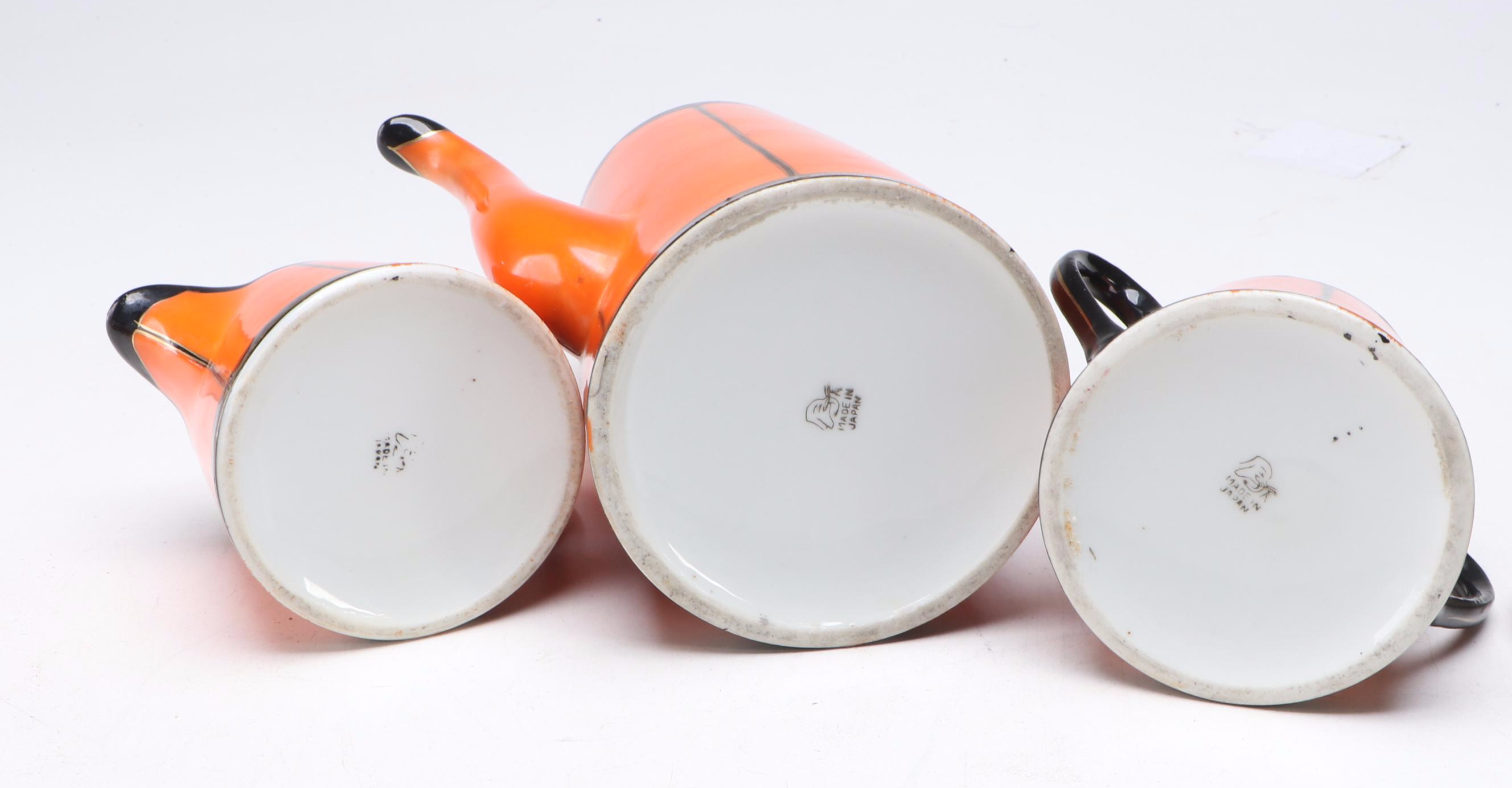 Japanese Orange Gilt Porcelain Tea Set