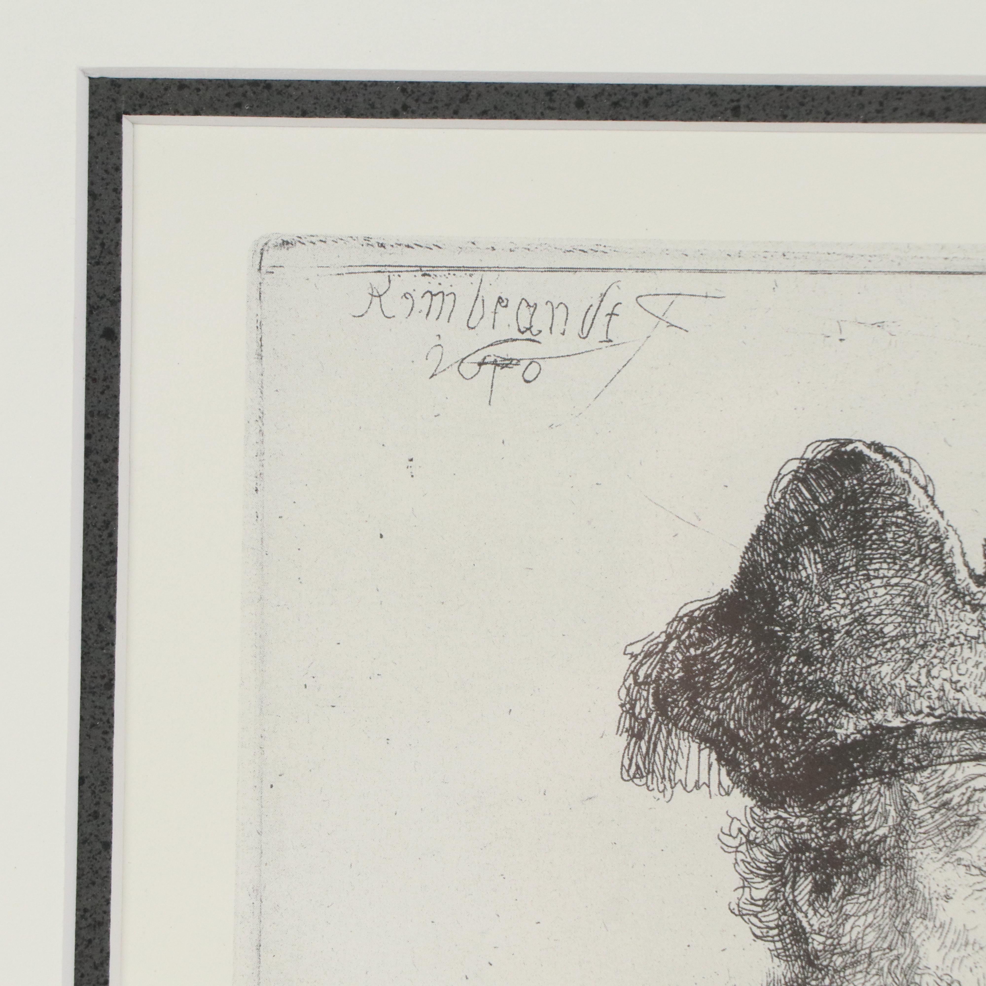 After Rembrandt Van Rijn Offset Lithograph "Old Man with Divided Fur Cap," 1995