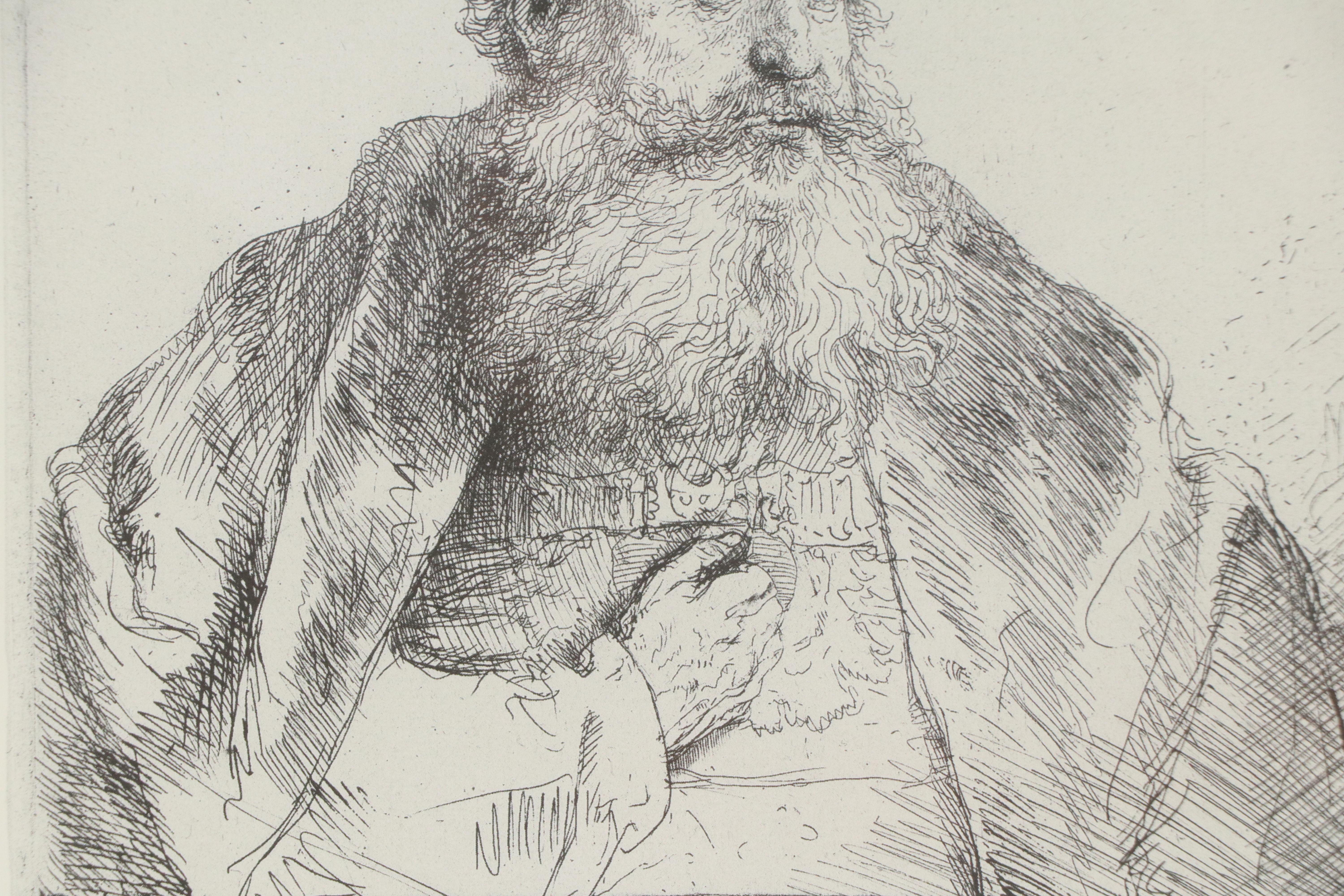 After Rembrandt Van Rijn Offset Lithograph "Old Man with Divided Fur Cap," 1995