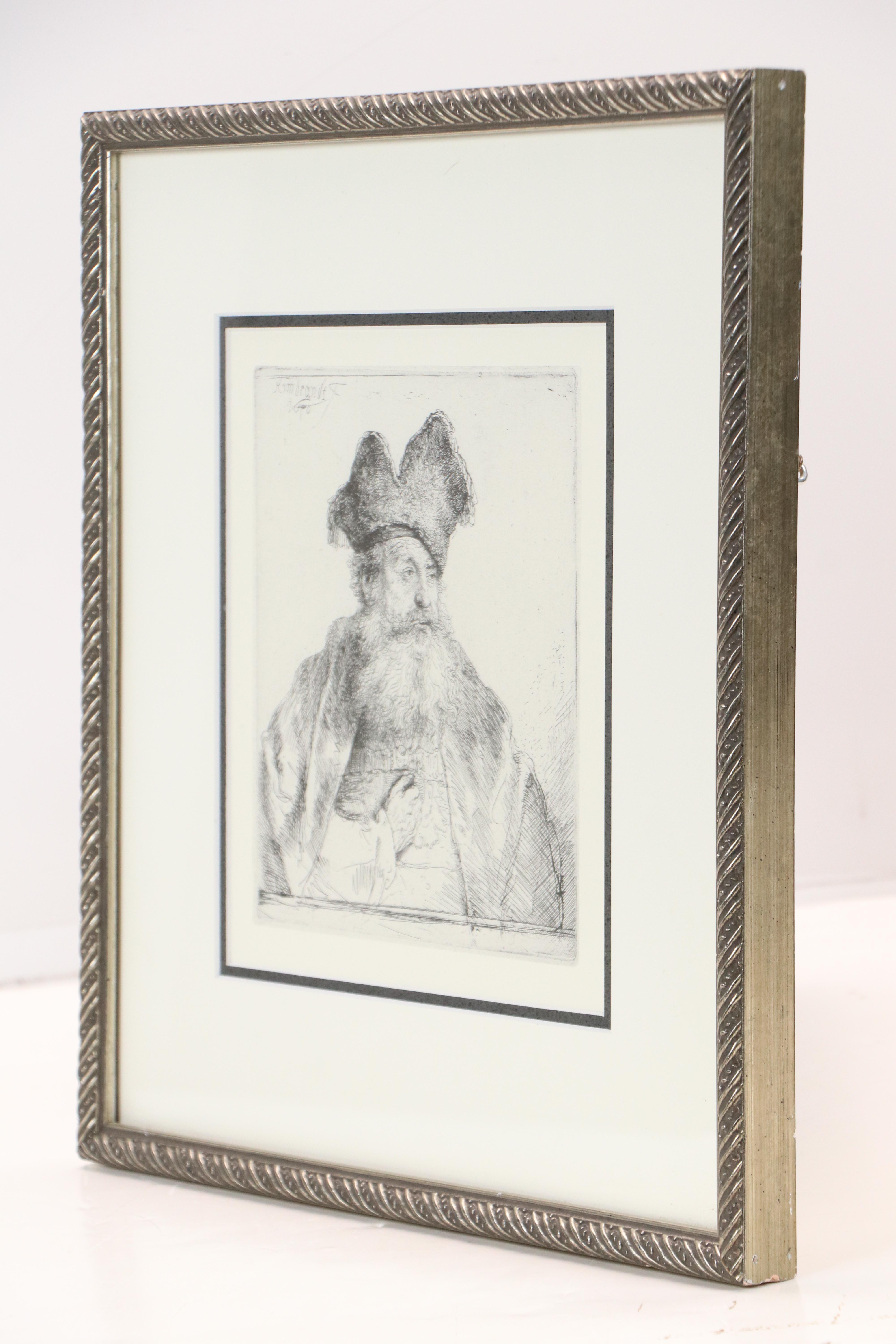 After Rembrandt Van Rijn Offset Lithograph "Old Man with Divided Fur Cap," 1995