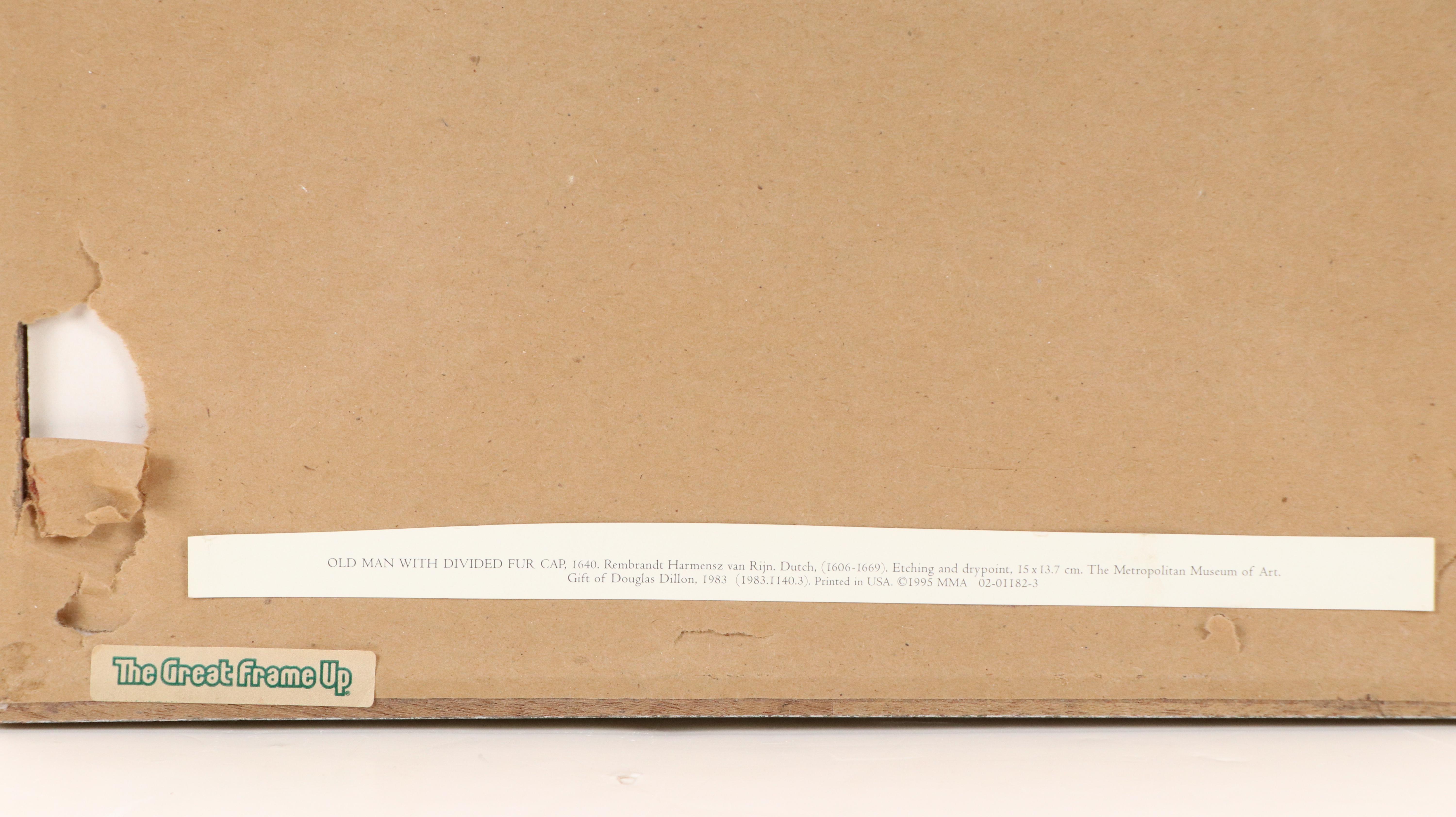 After Rembrandt Van Rijn Offset Lithograph "Old Man with Divided Fur Cap," 1995