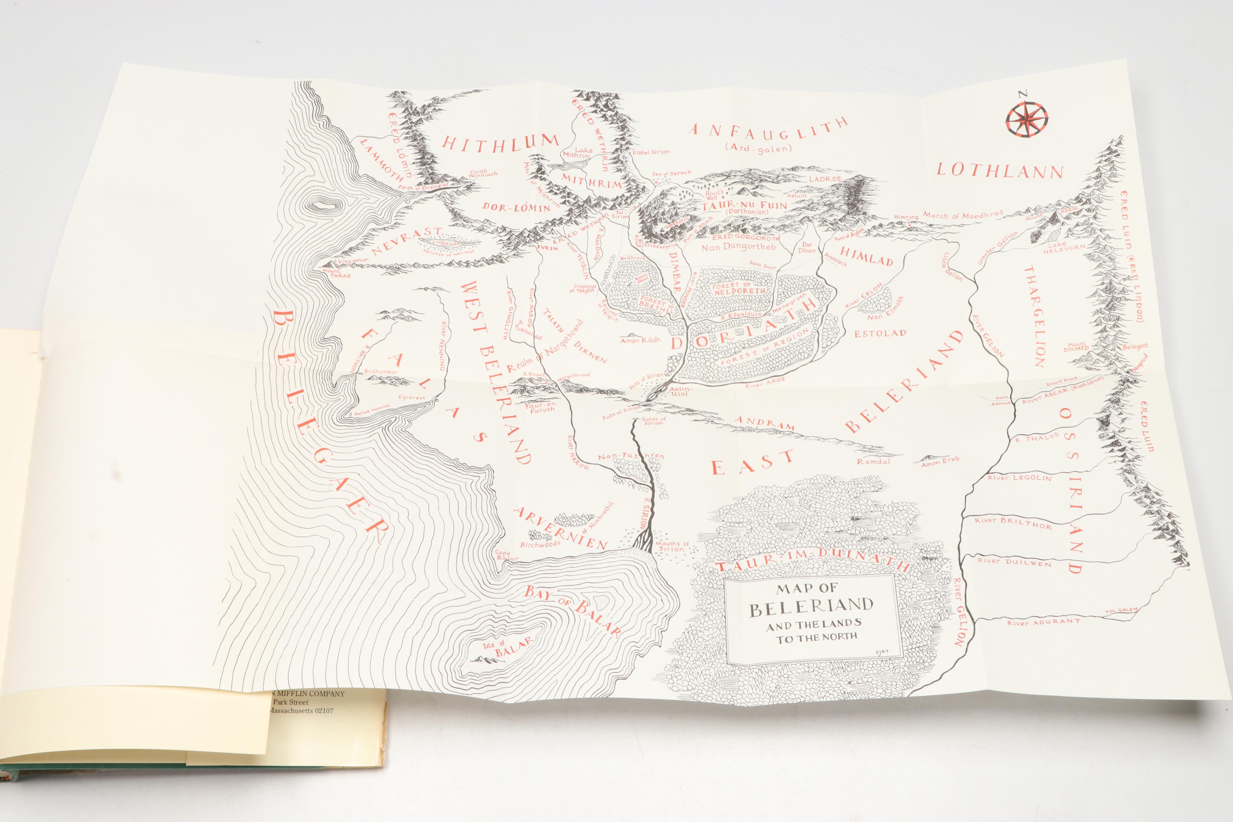 First American Edition "The Silmarillion" by J. R. R. Tolkien with Map, 1977