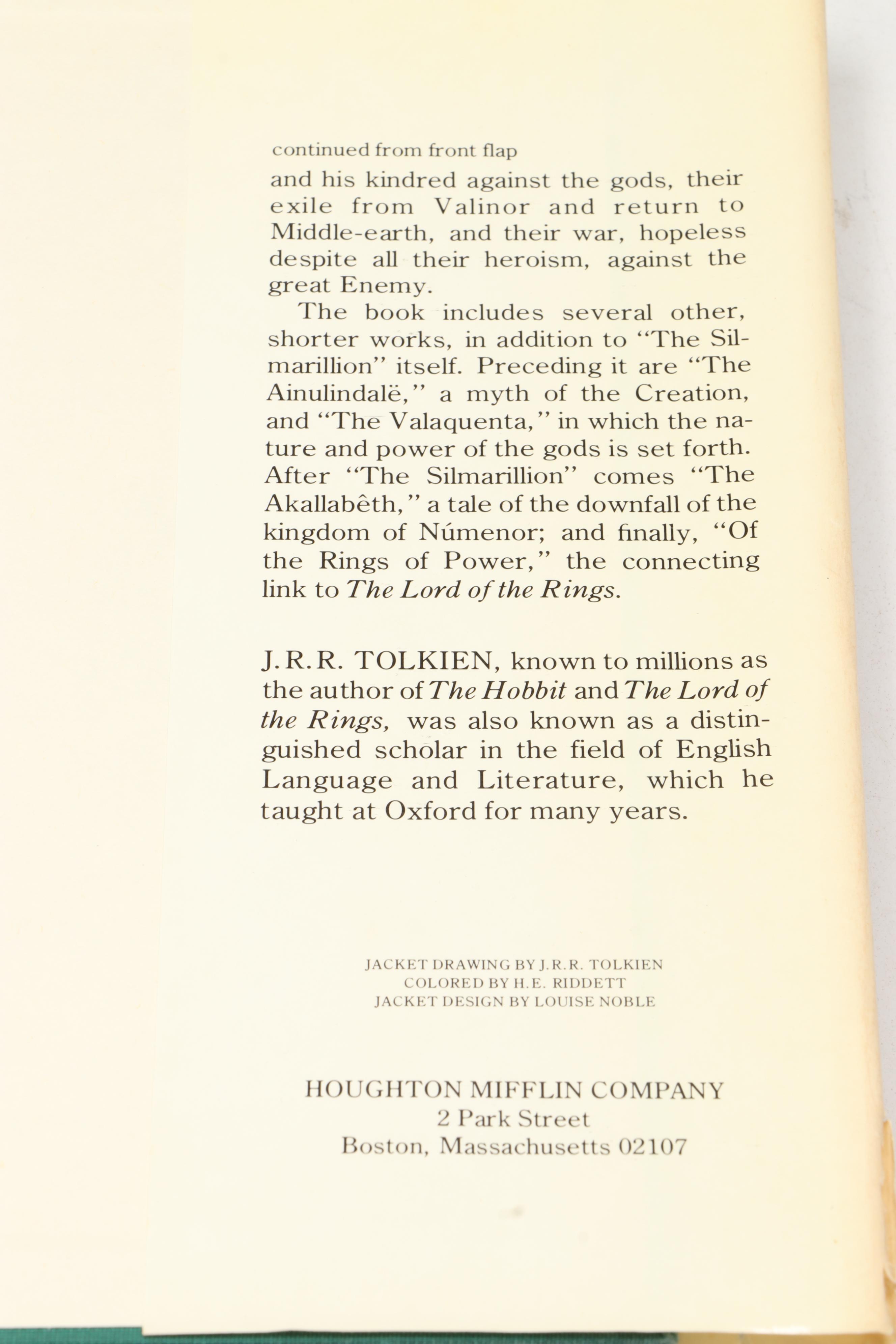 First American Edition "The Silmarillion" by J. R. R. Tolkien with Map, 1977