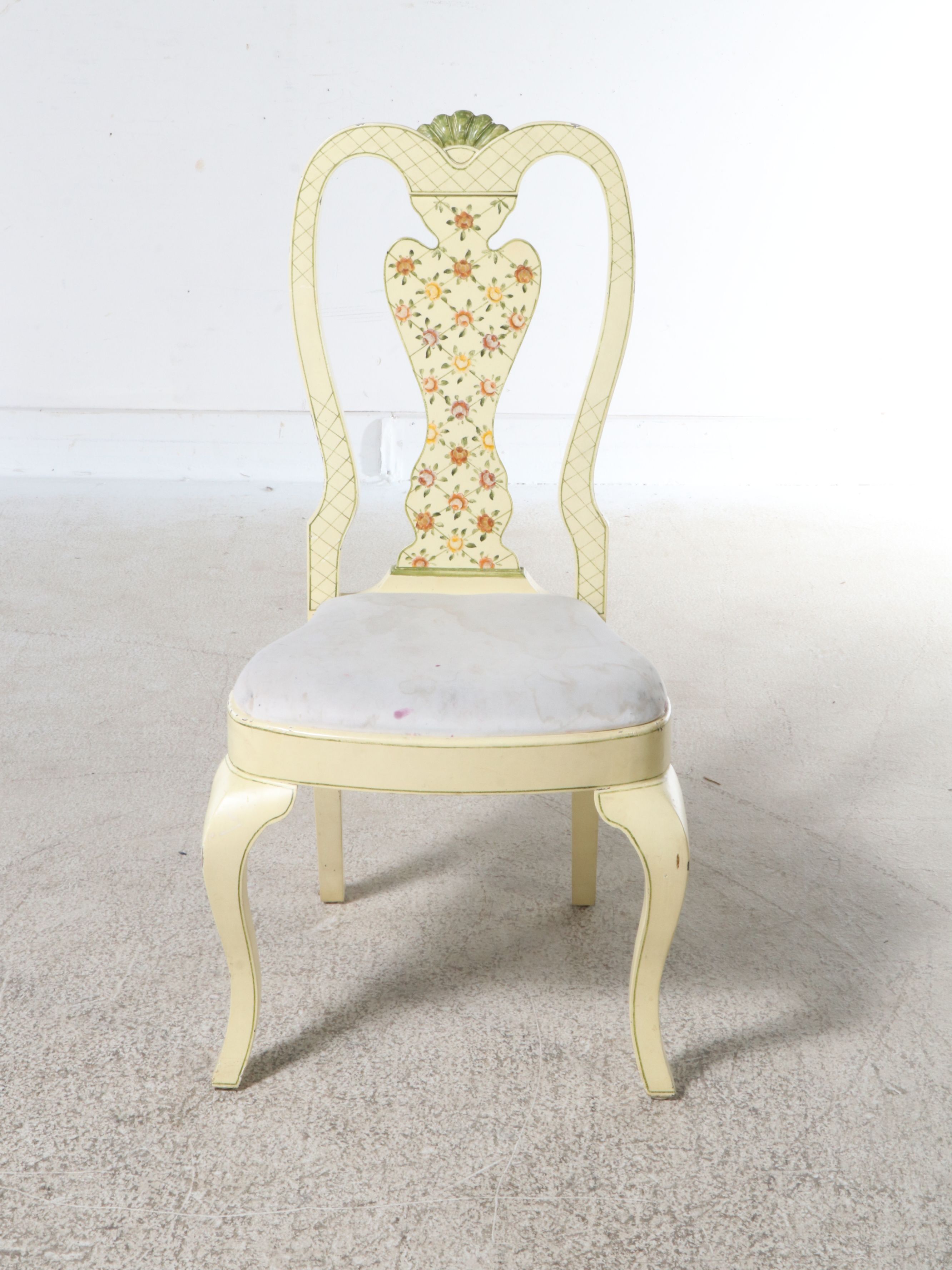 Ardley Hall Queen Anne Style Painted Wood Writing Desk and Chair