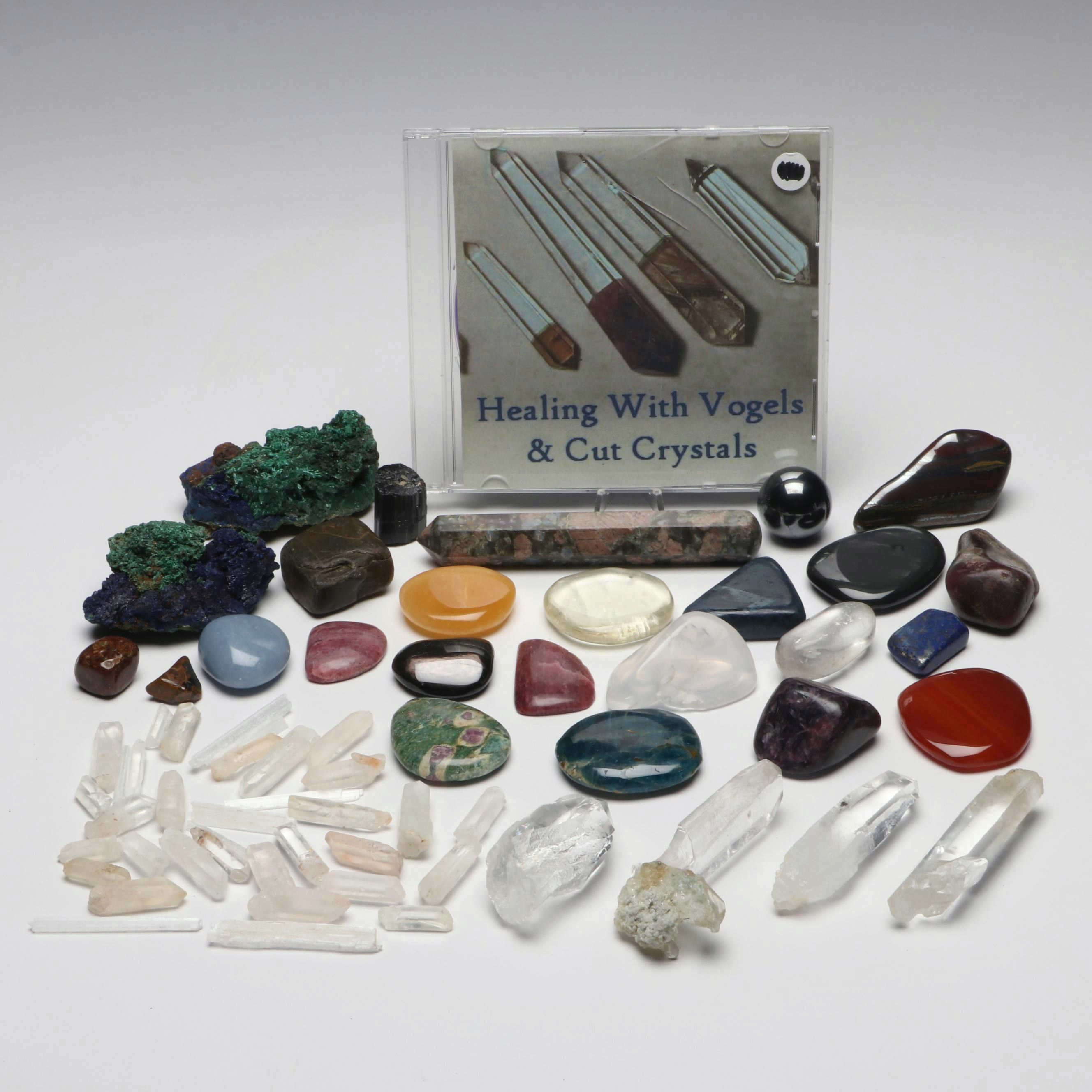 "Healing with Vogels & Cut Crystals" CD with Quartz and Other Mineral Specimens