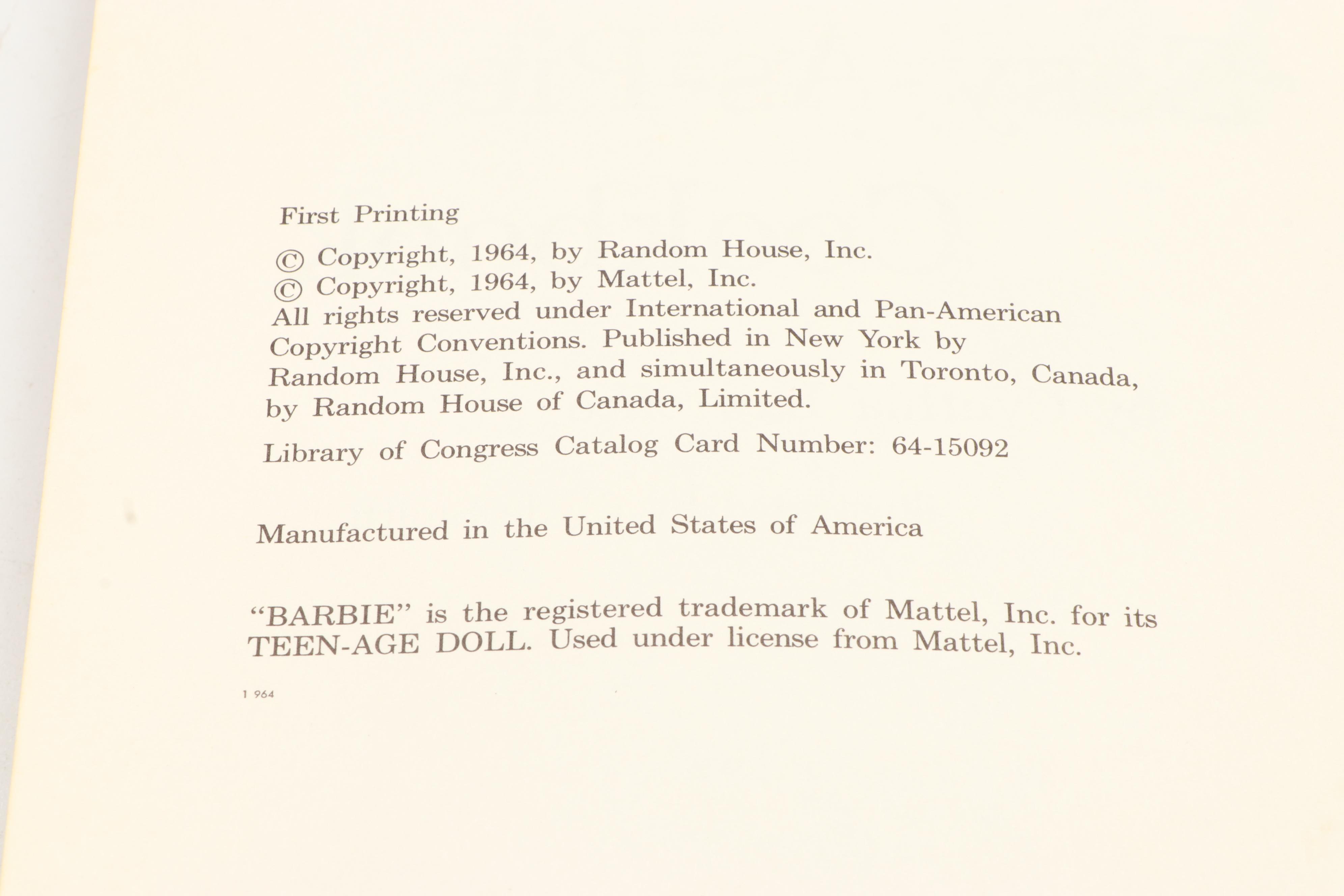 First Printing "Barbie's Easy-As-Pie Cookbook" by Cynthia Lawrence, 1964
