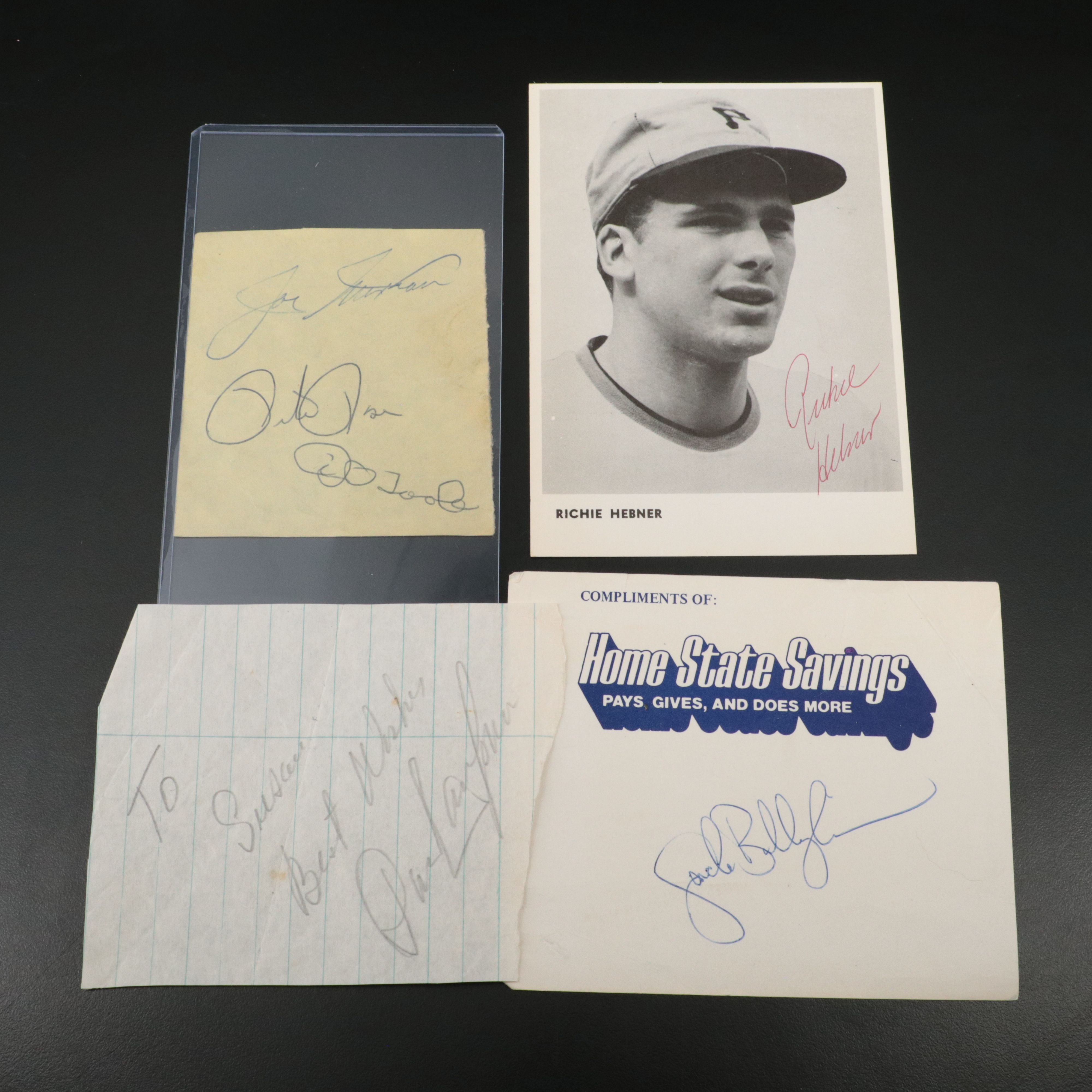 Six MLB Player Signatures, Mainly Reds Including Joe Nuxhall and Pete Rose