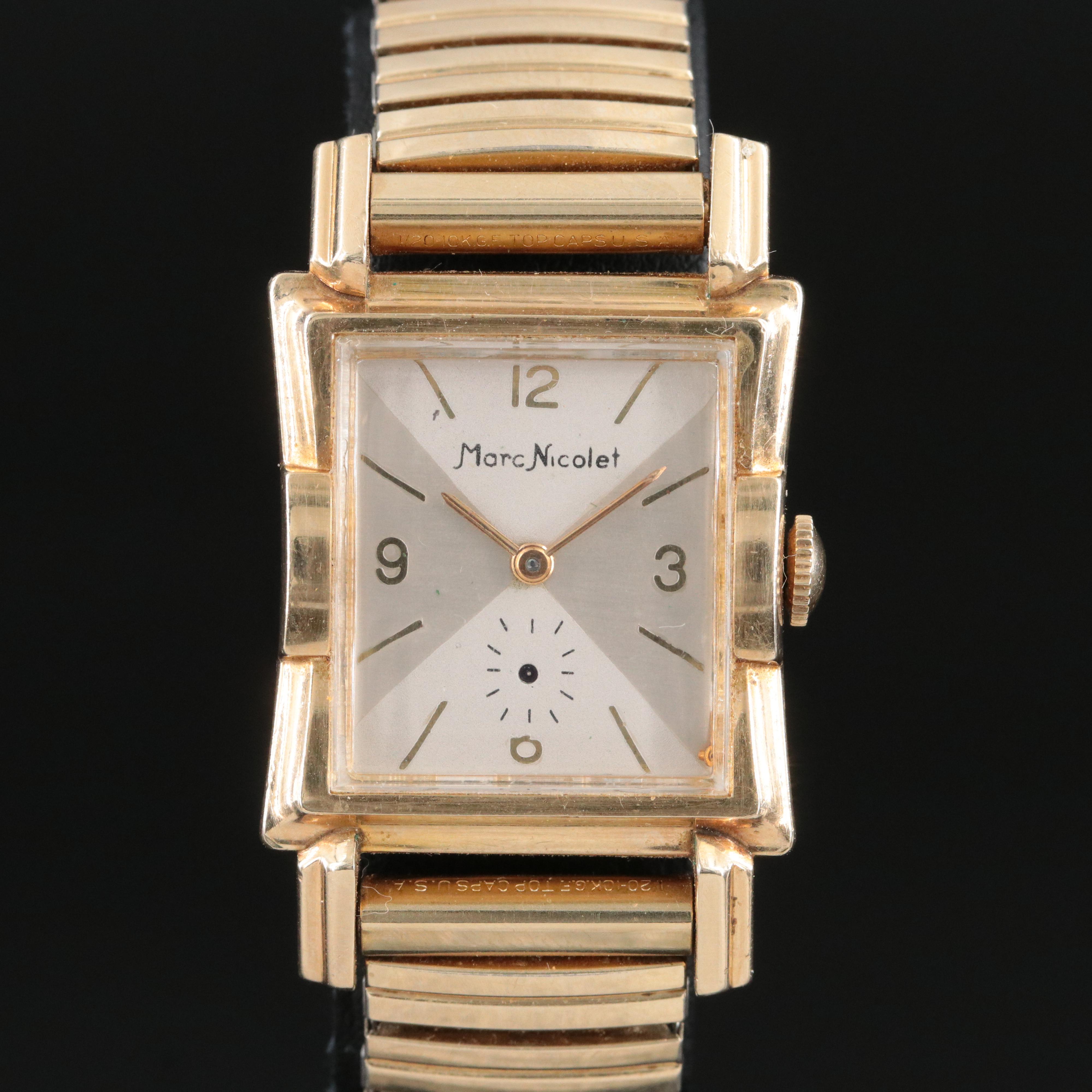 Mark Nicolet Swiss Gold-Filled Fancy Lug Stem Wind Watch
