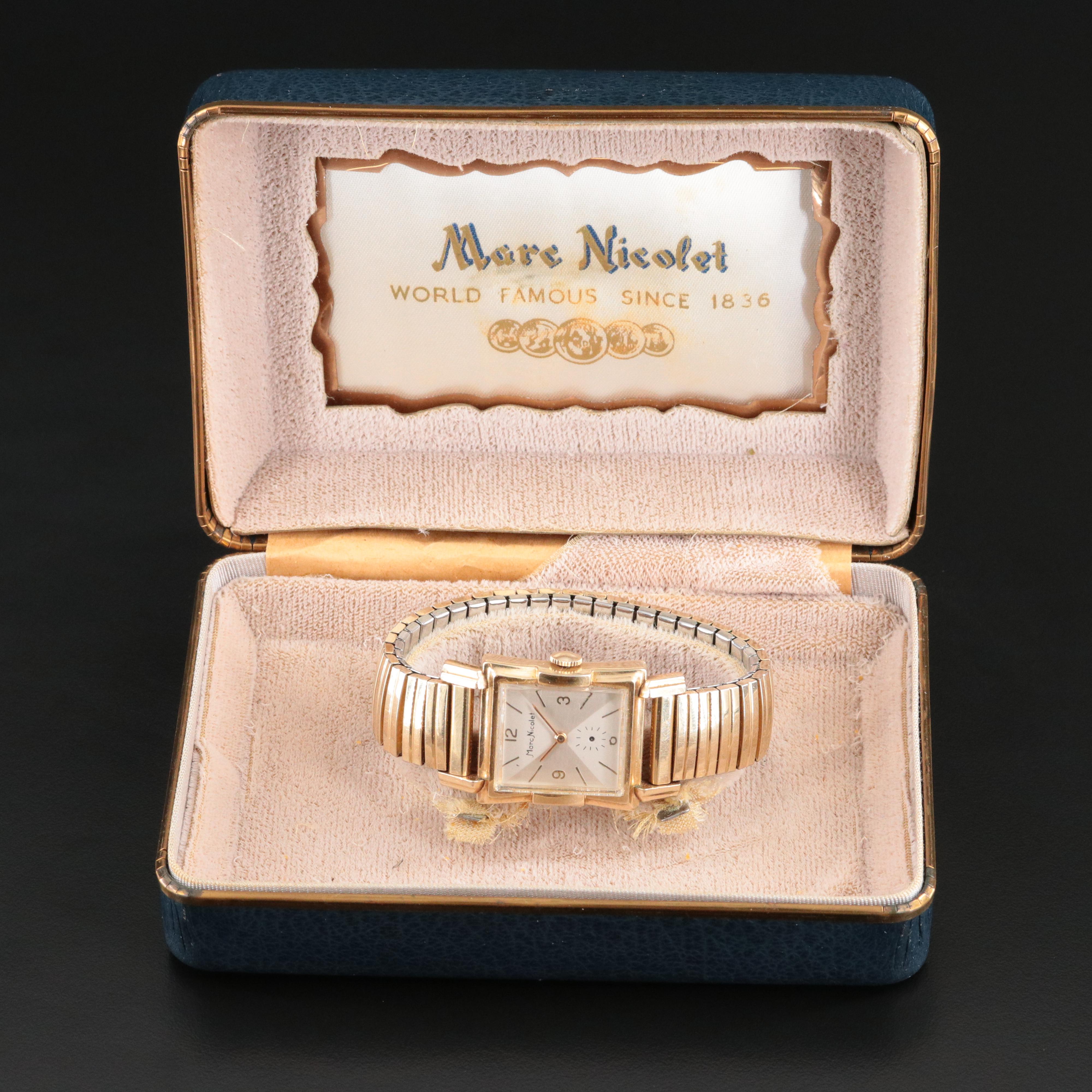 Mark Nicolet Swiss Gold-Filled Fancy Lug Stem Wind Watch