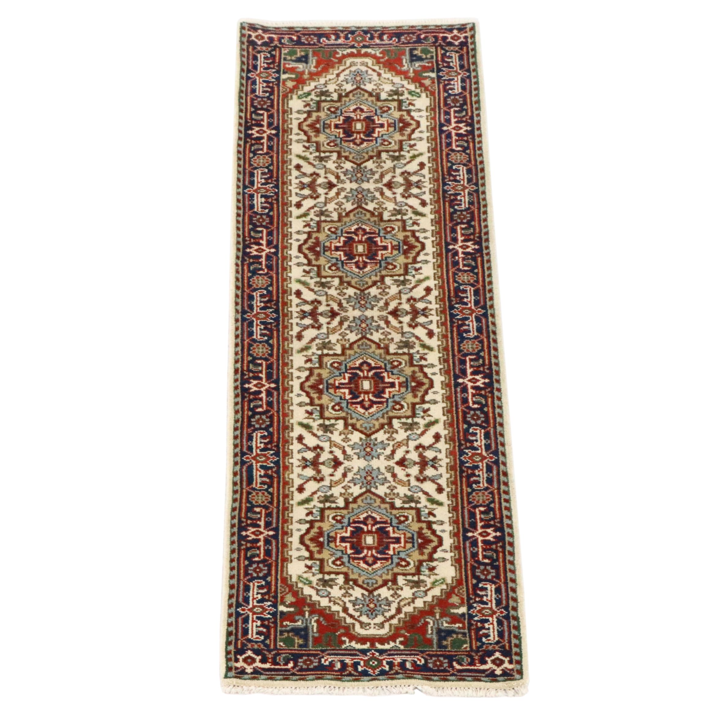 2'8 x 10'1 Hand-Knotted Indo-Persian Serapi Carpet Runner