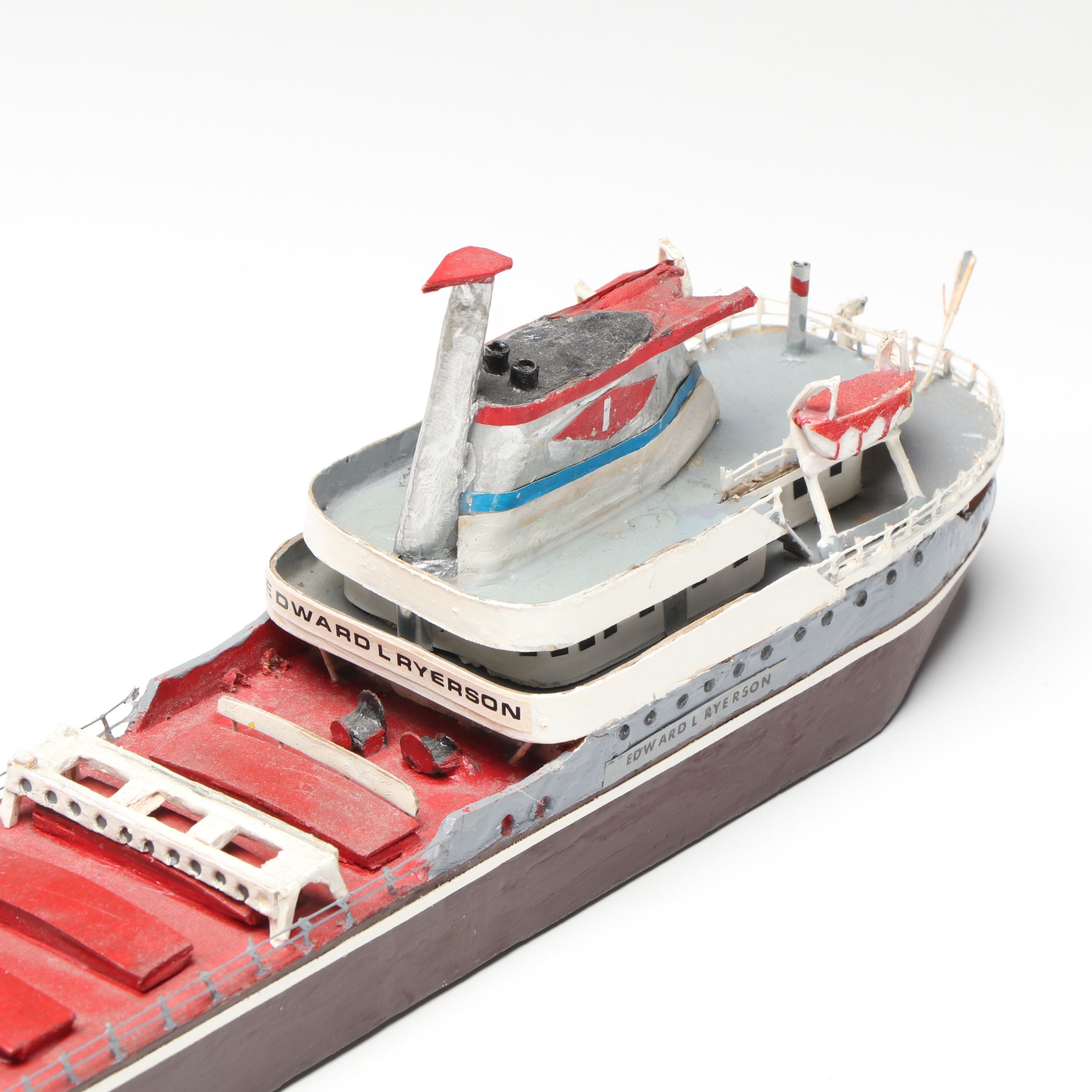Edward L. Ryerson Handcrafted Wooden Bulk Carrier Freighter with Hat