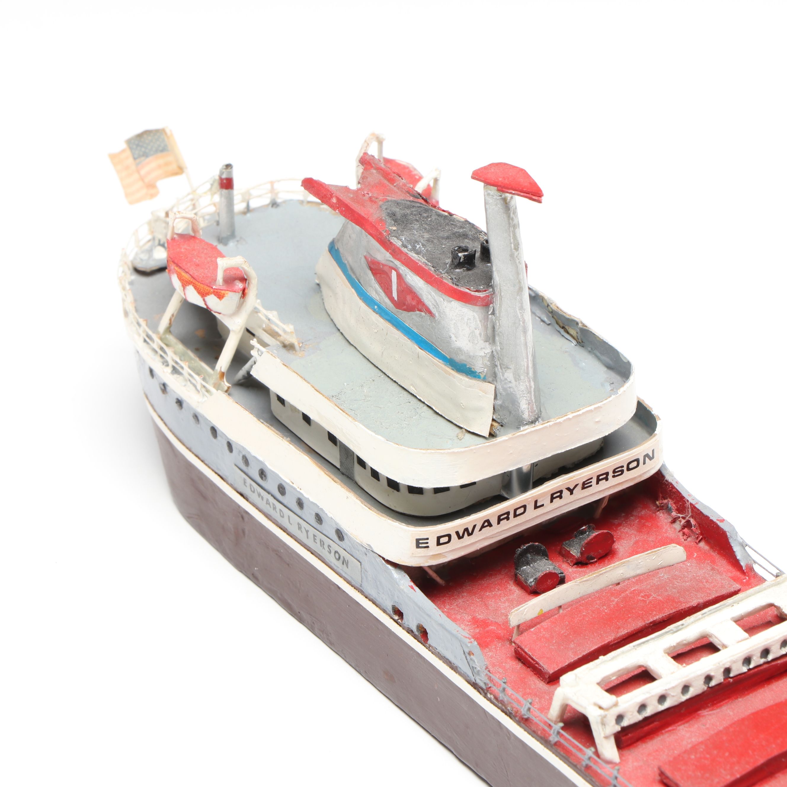 Edward L. Ryerson Handcrafted Wooden Bulk Carrier Freighter with Hat