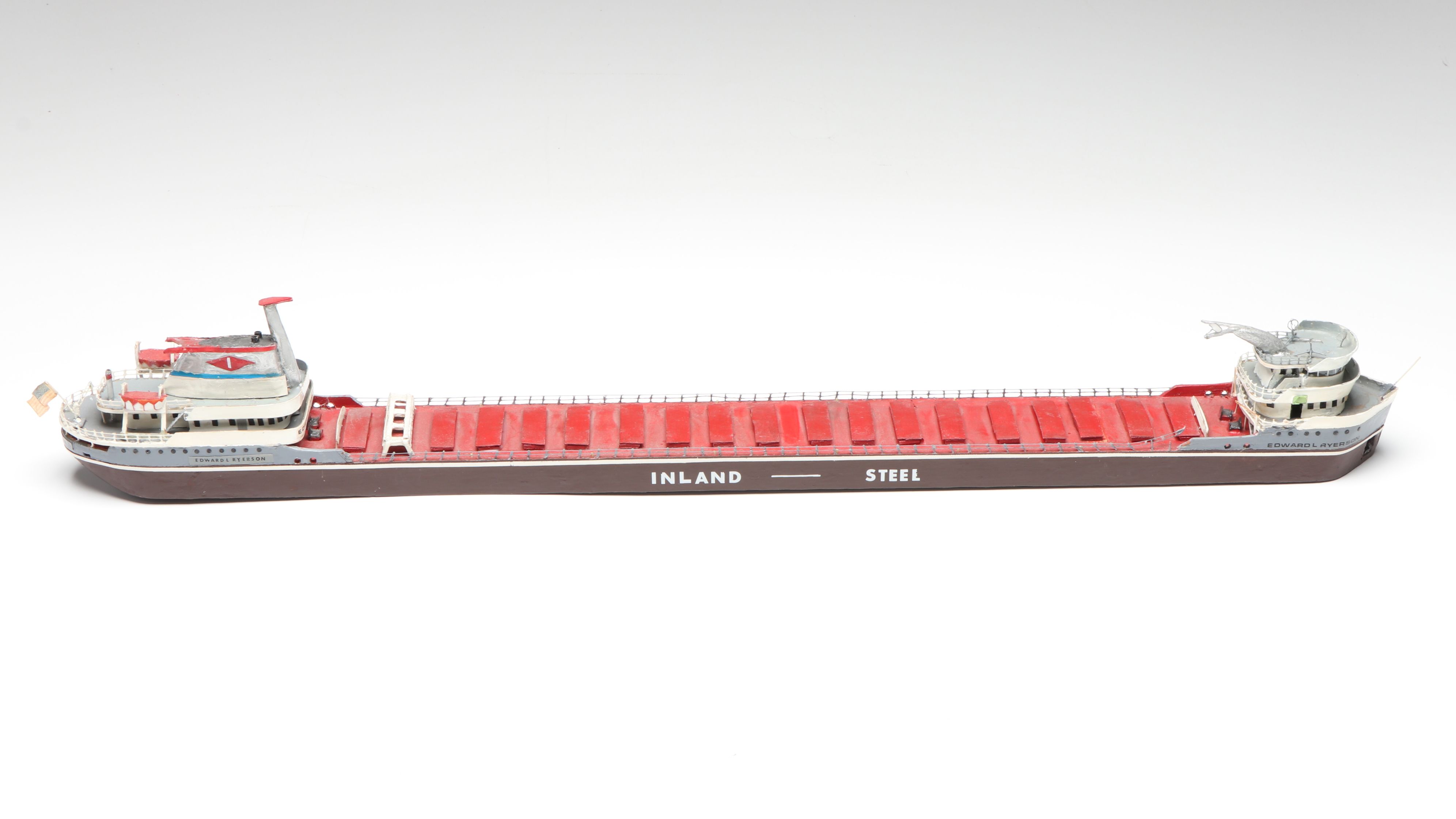 Edward L. Ryerson Handcrafted Wooden Bulk Carrier Freighter with Hat