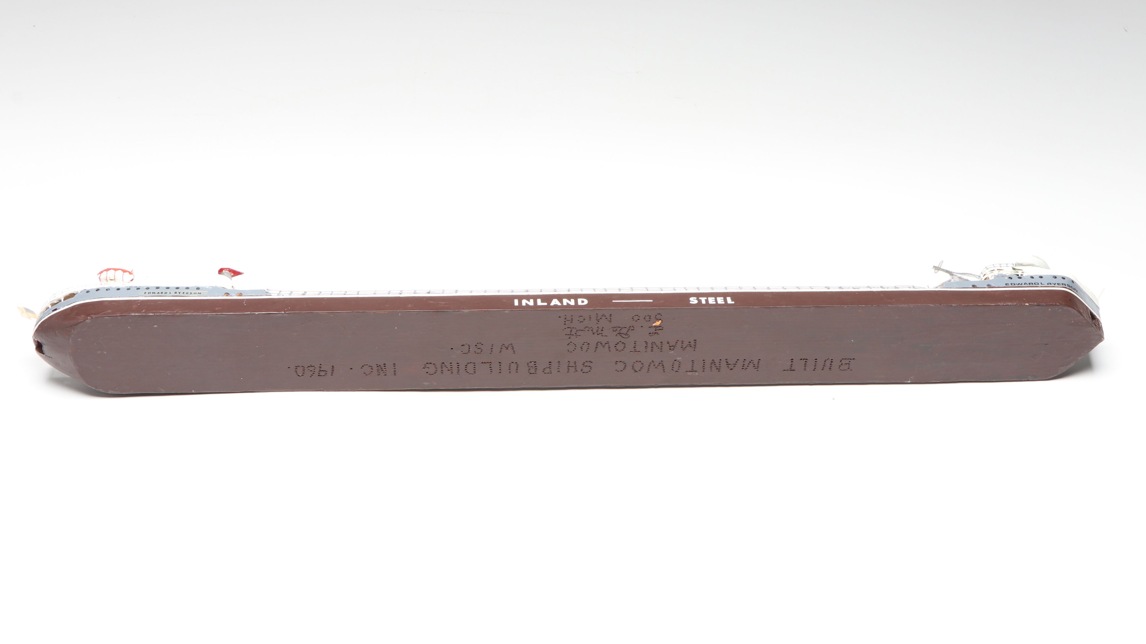 Edward L. Ryerson Handcrafted Wooden Bulk Carrier Freighter with Hat