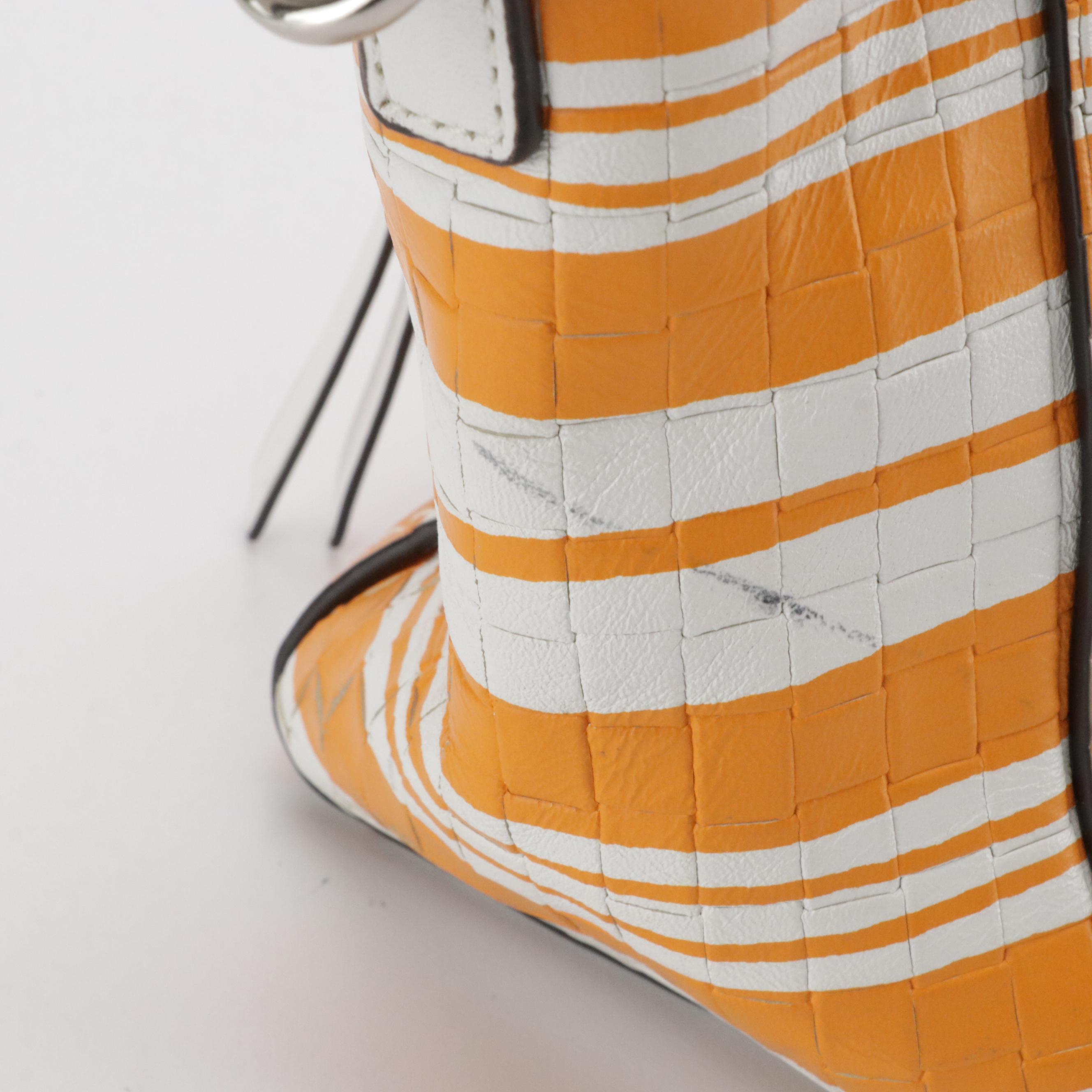 Coach Bleeker Mini Riley Carryall Satchel in Orange Striped and Embossed Leather