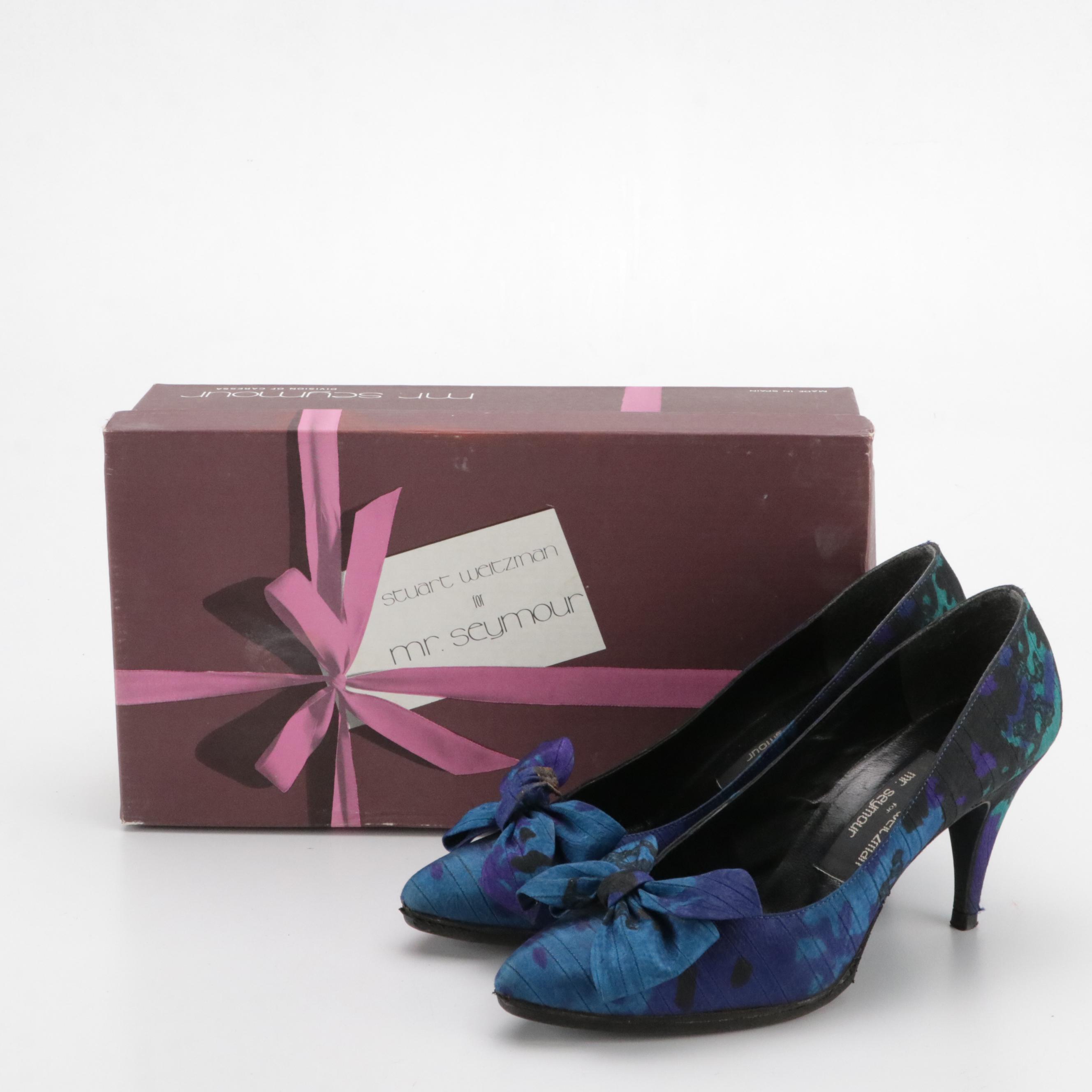 Stuart Weitzman for Mr. Seymour Vintage Satin Bow Pumps in Box