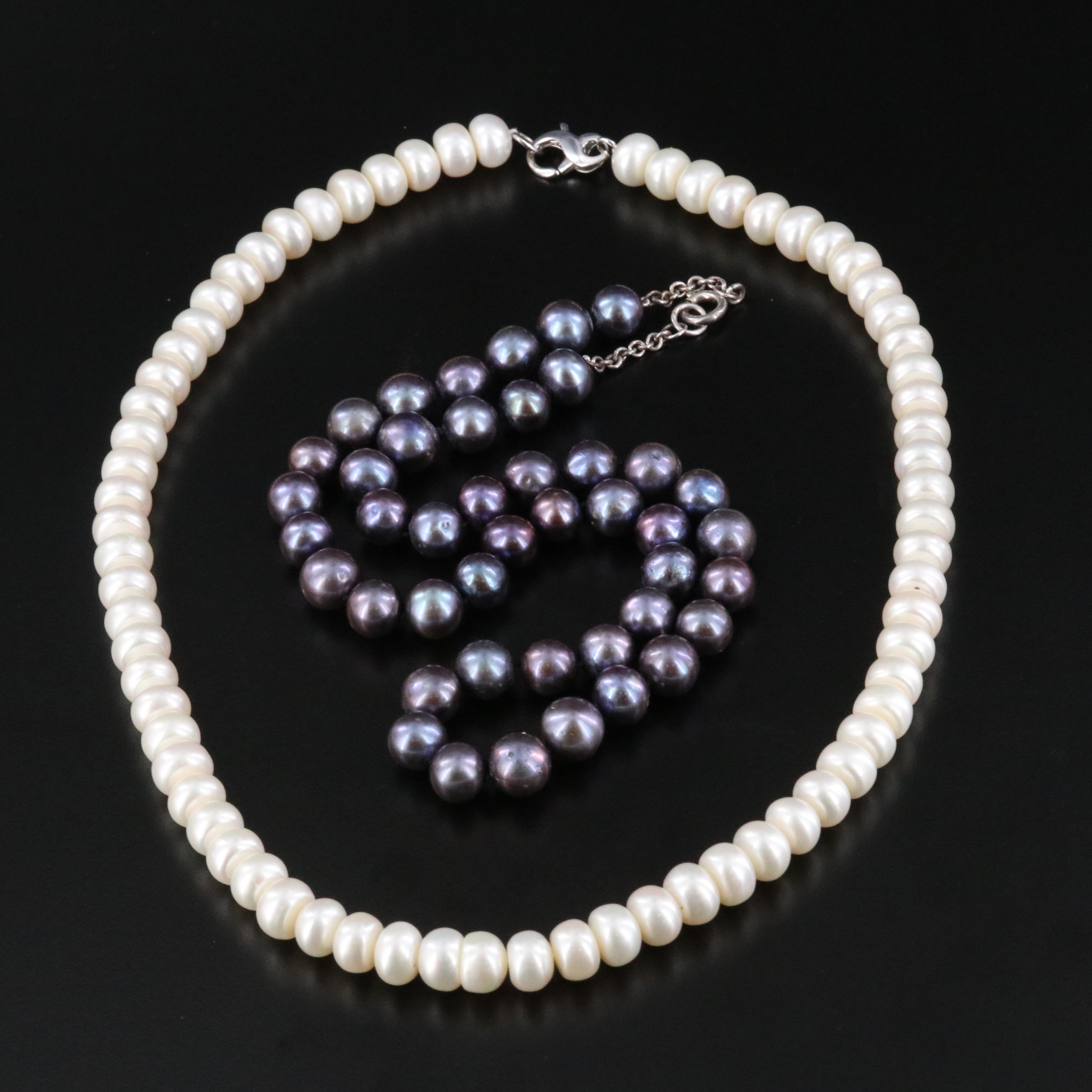 Pearl Necklaces with Sterling Clasps