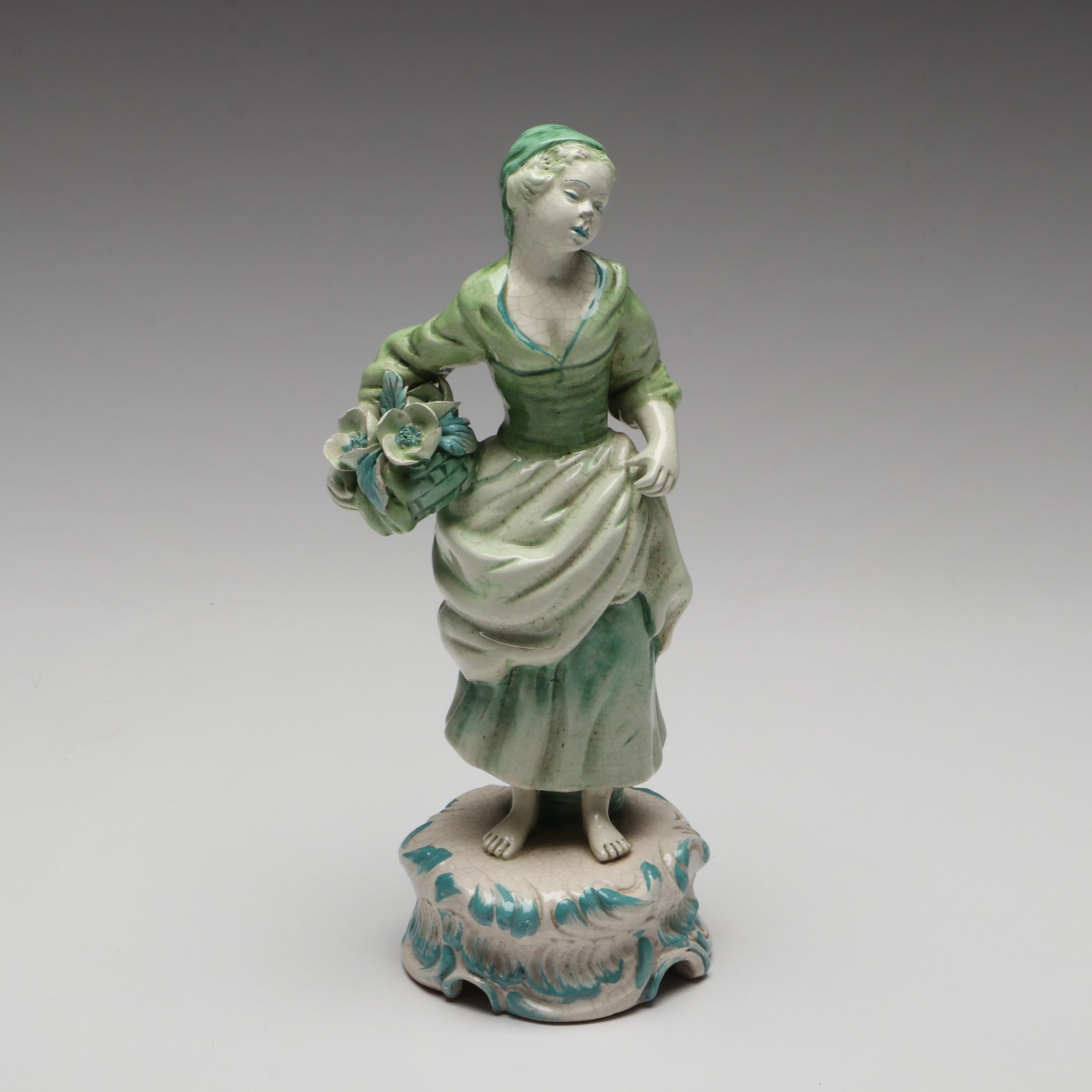 Italian Heiselman Imports Ceramic Lady with Flowers