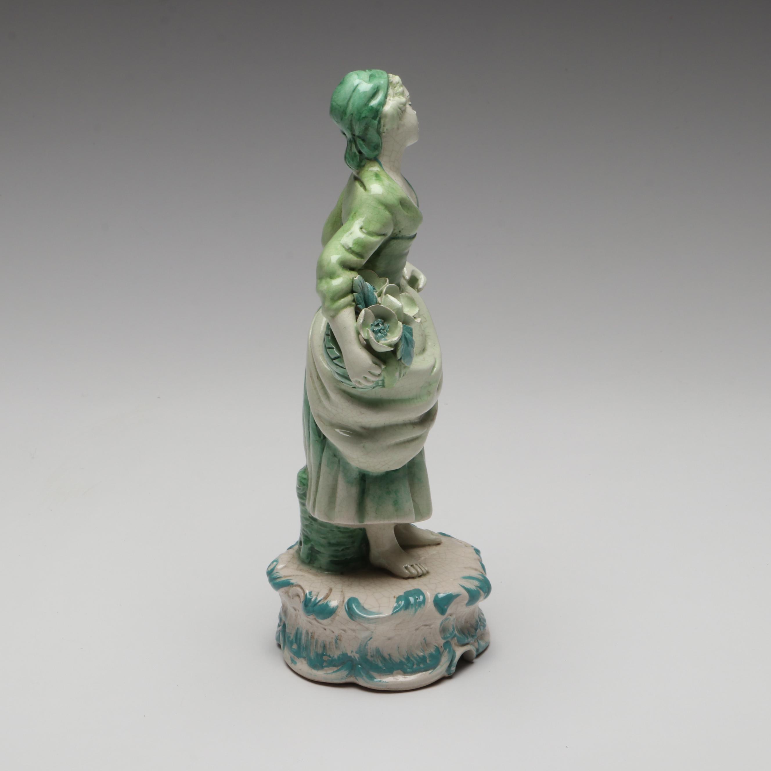 Italian Heiselman Imports Ceramic Lady with Flowers