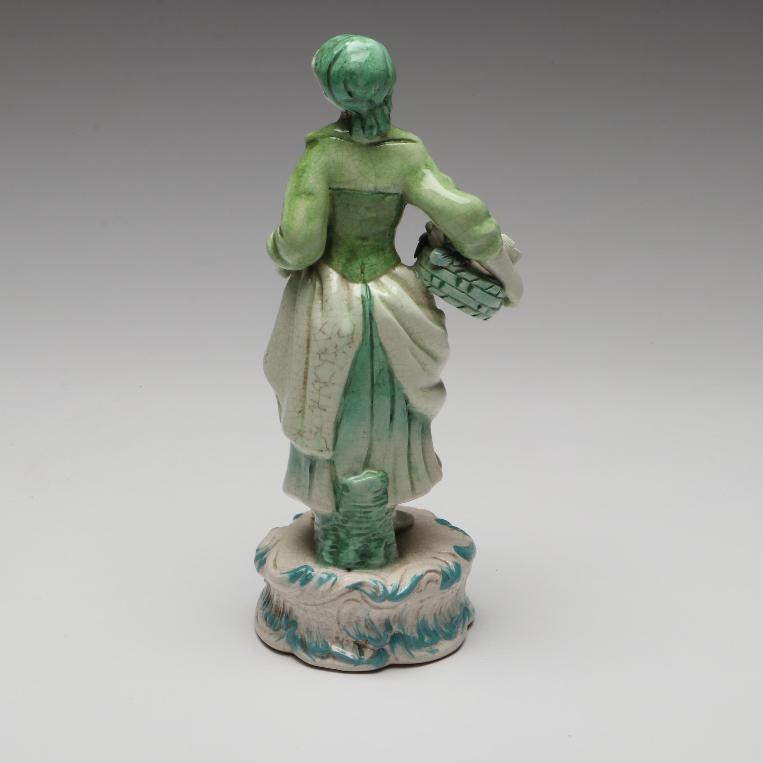 Italian Heiselman Imports Ceramic Lady with Flowers