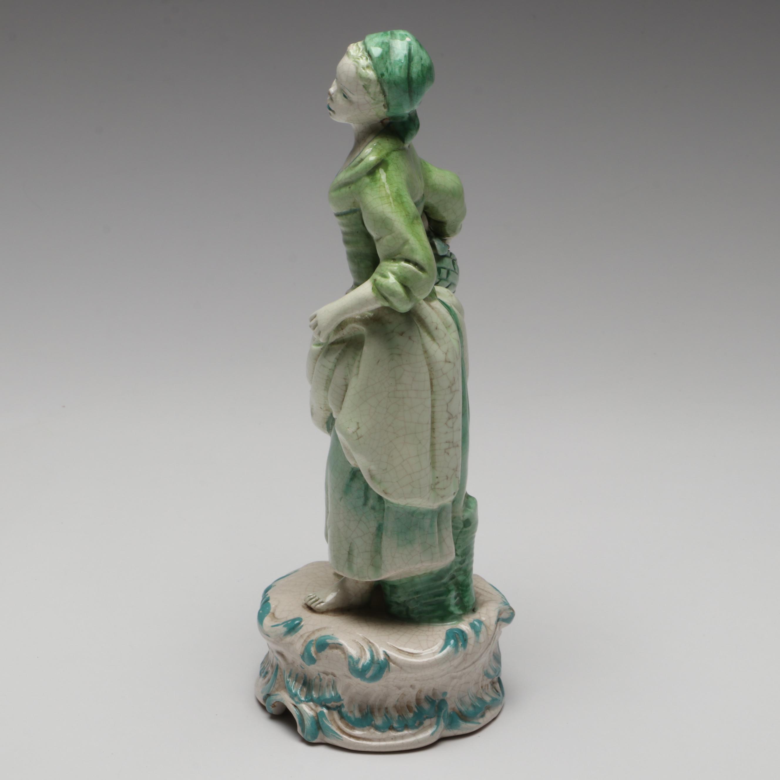 Italian Heiselman Imports Ceramic Lady with Flowers