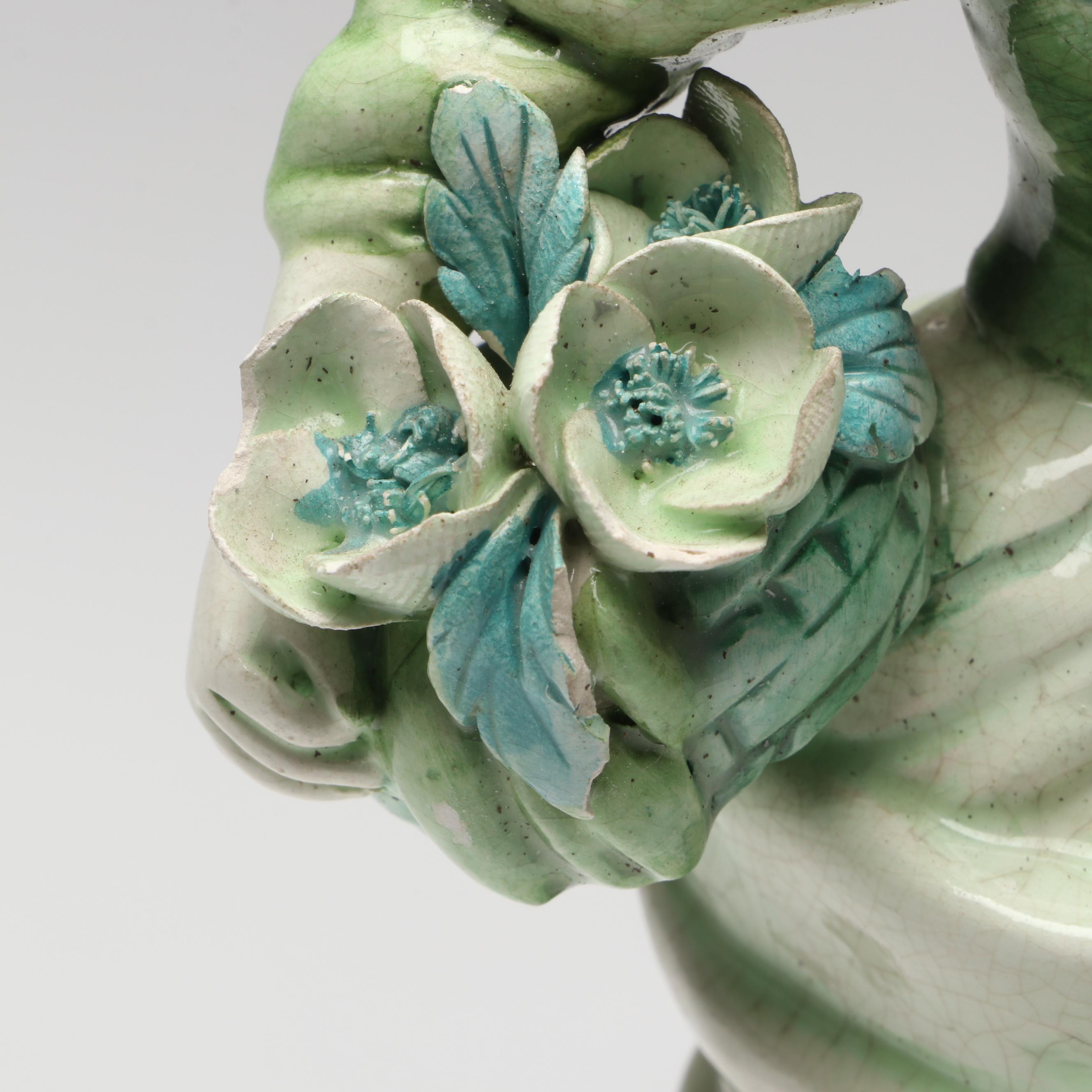 Italian Heiselman Imports Ceramic Lady with Flowers