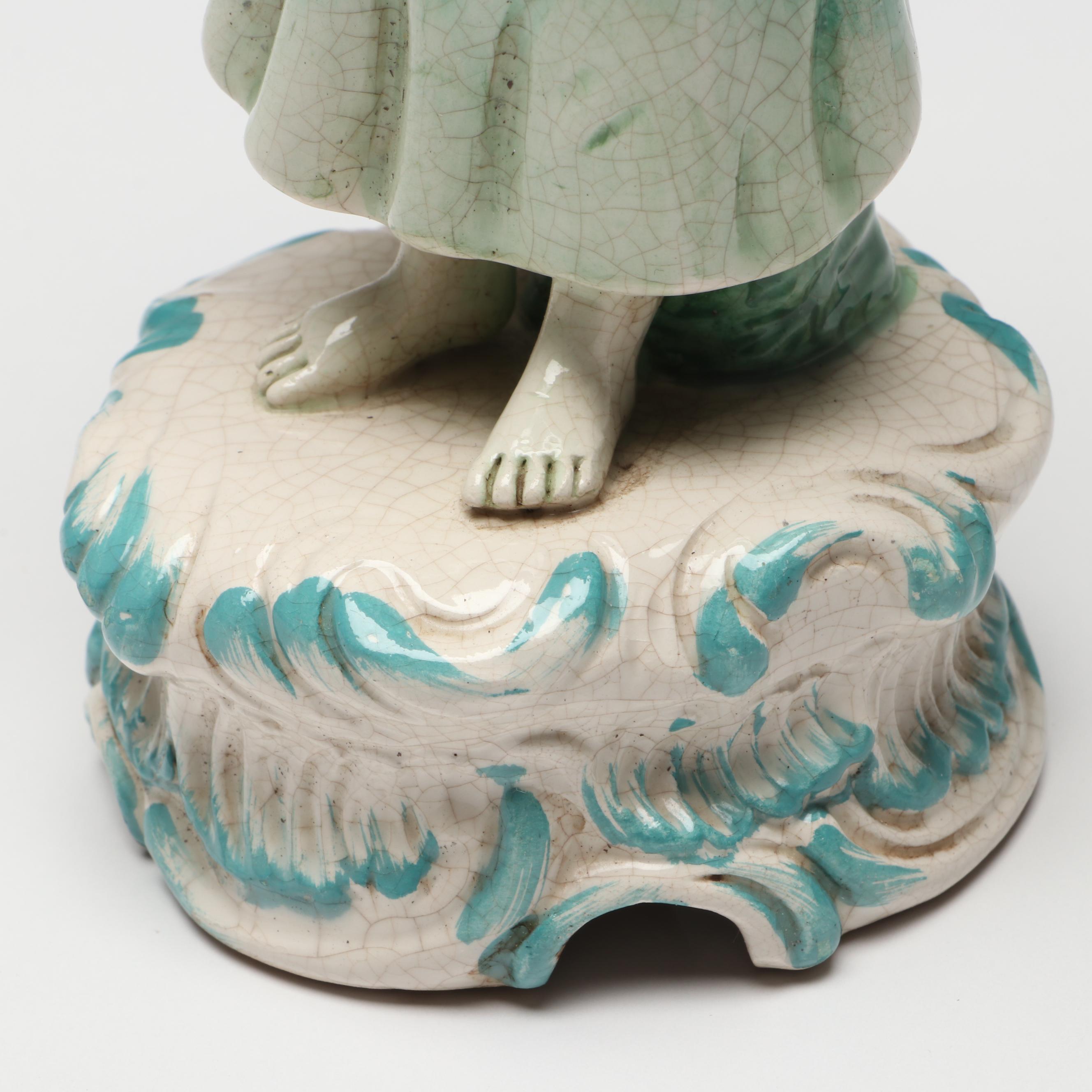 Italian Heiselman Imports Ceramic Lady with Flowers